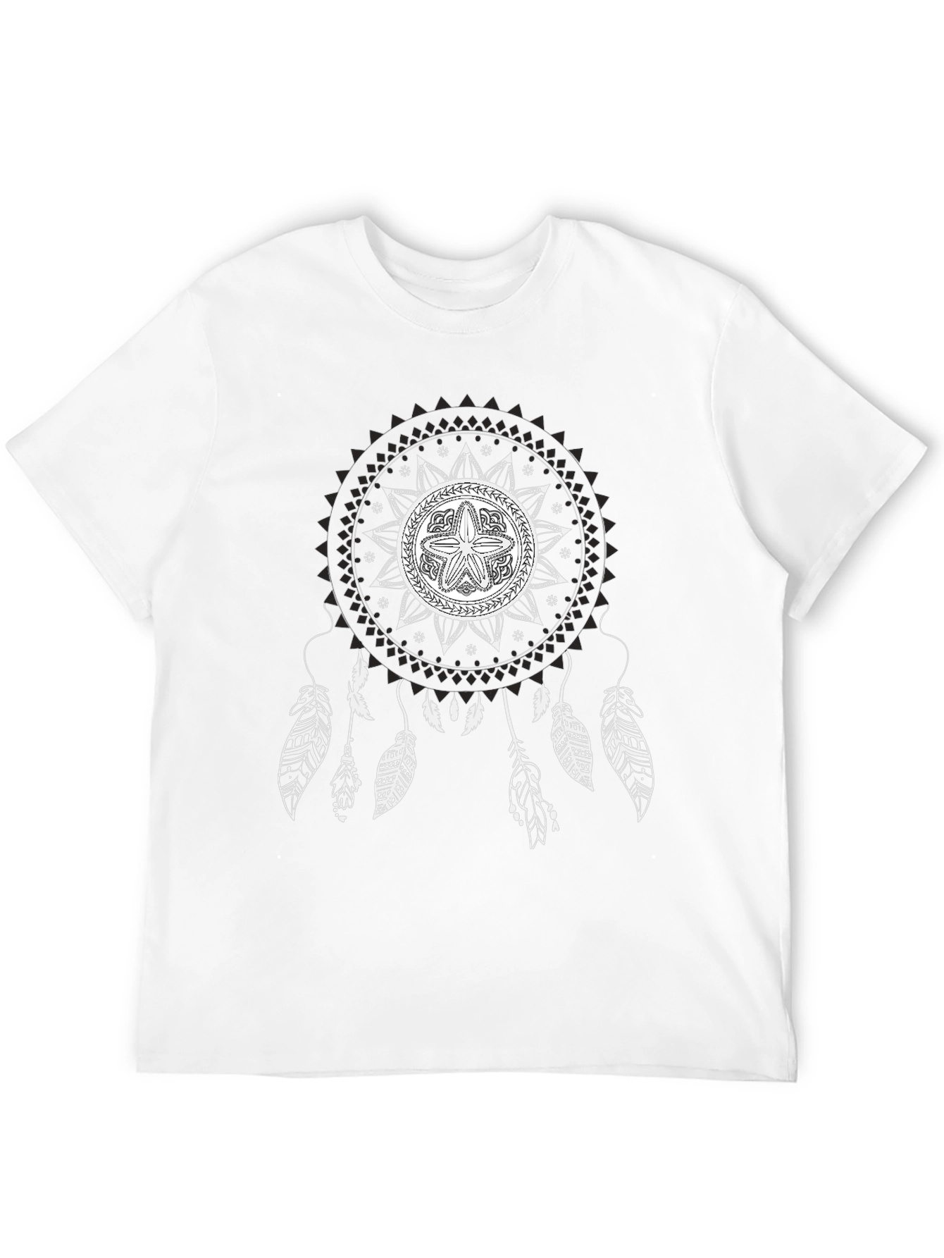 Black T-Shirt with Mandala Dreamcatcher Design