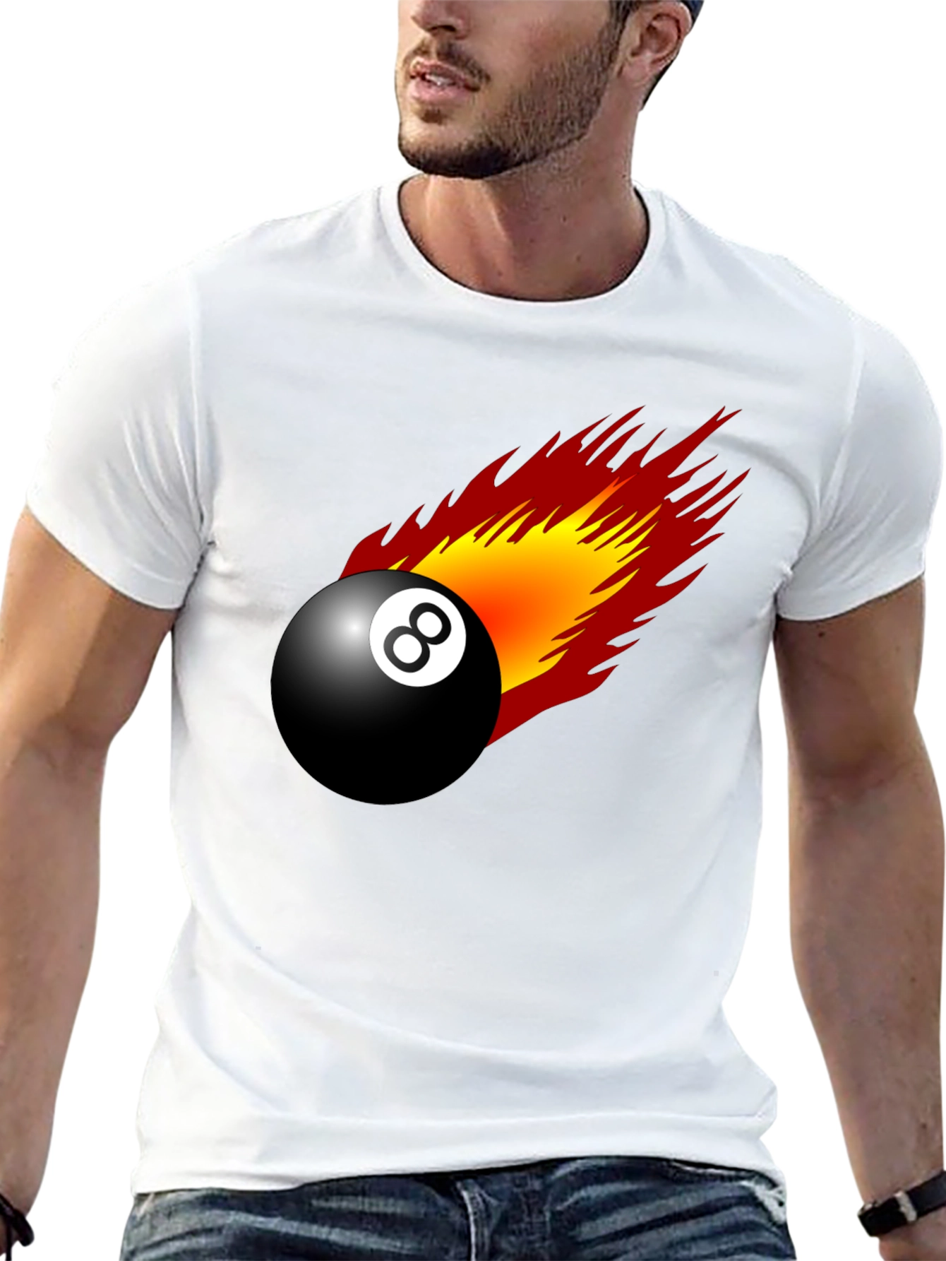 Flaming 8-Ball Graphic Tee - Lucky Number T-Shirt