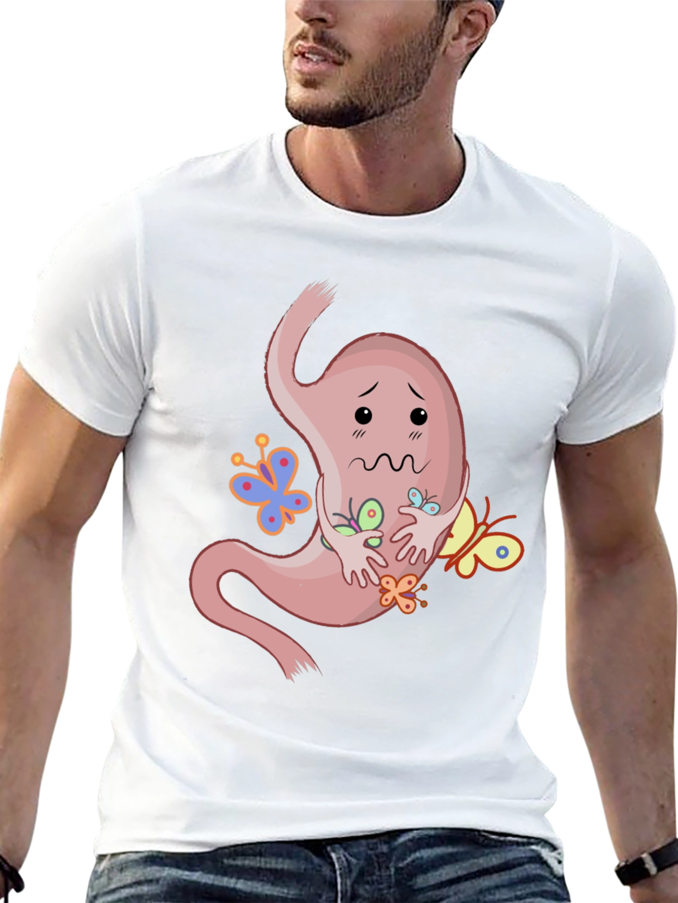 Stomach Butterflies T-Shirt - Black Graphic Tee