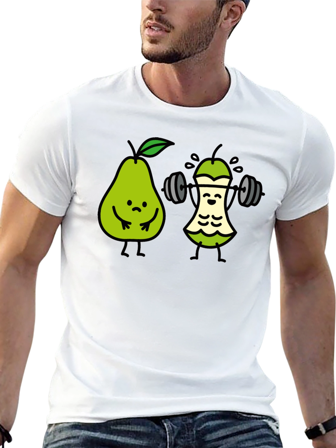 Funny Pear Workout T-Shirt - Black Cotton Tee