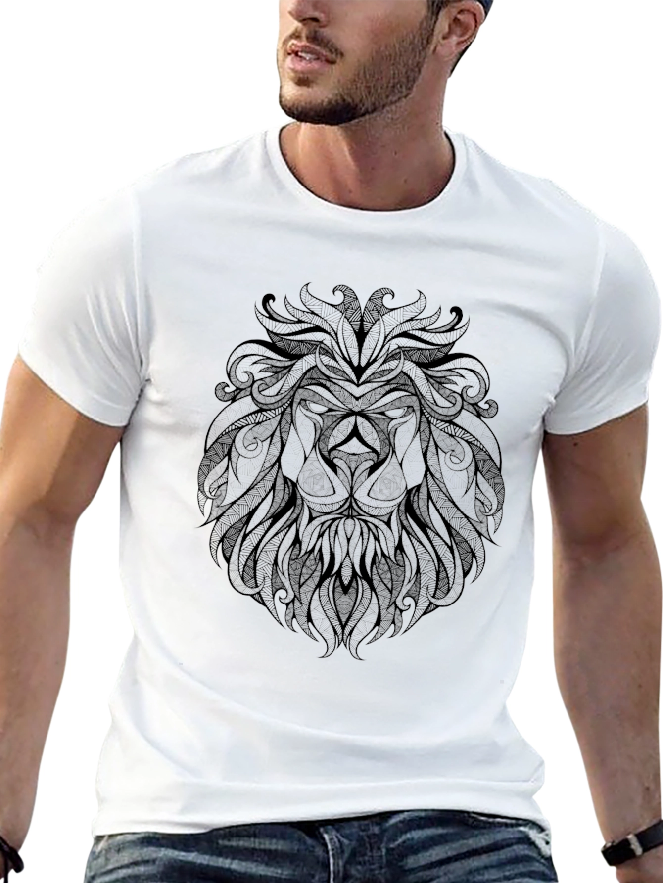 Lion Head Graphic Black T-Shirt