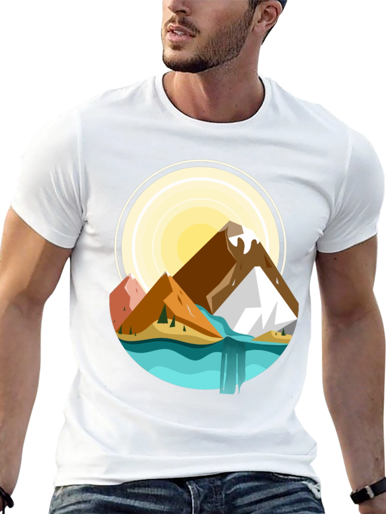 Mountain Scene Graphic T-Shirt - Nature Adventure Tee