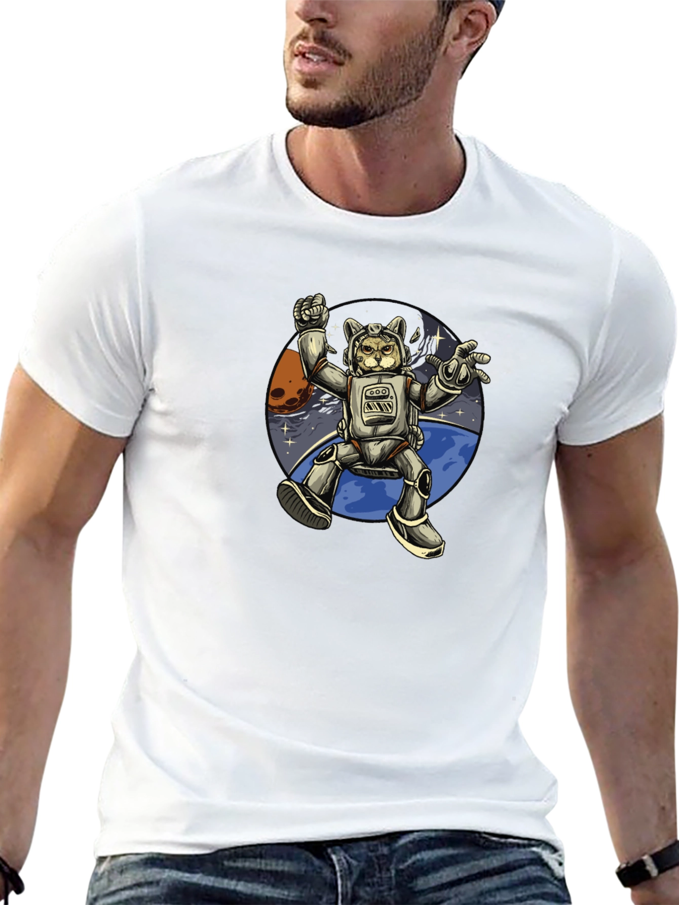 Astronaut Cat T-Shirt - Space Adventure Tee