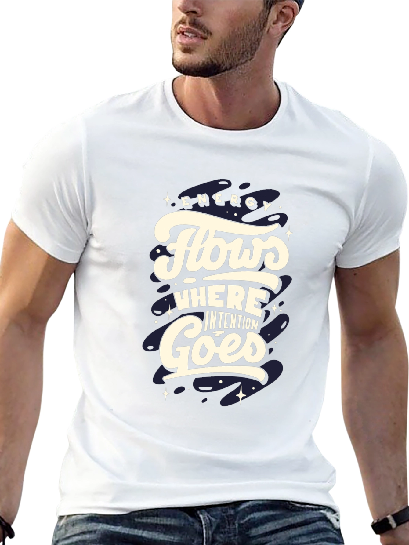 Energy Flows Graphic Tee - Black Cotton Comfort
