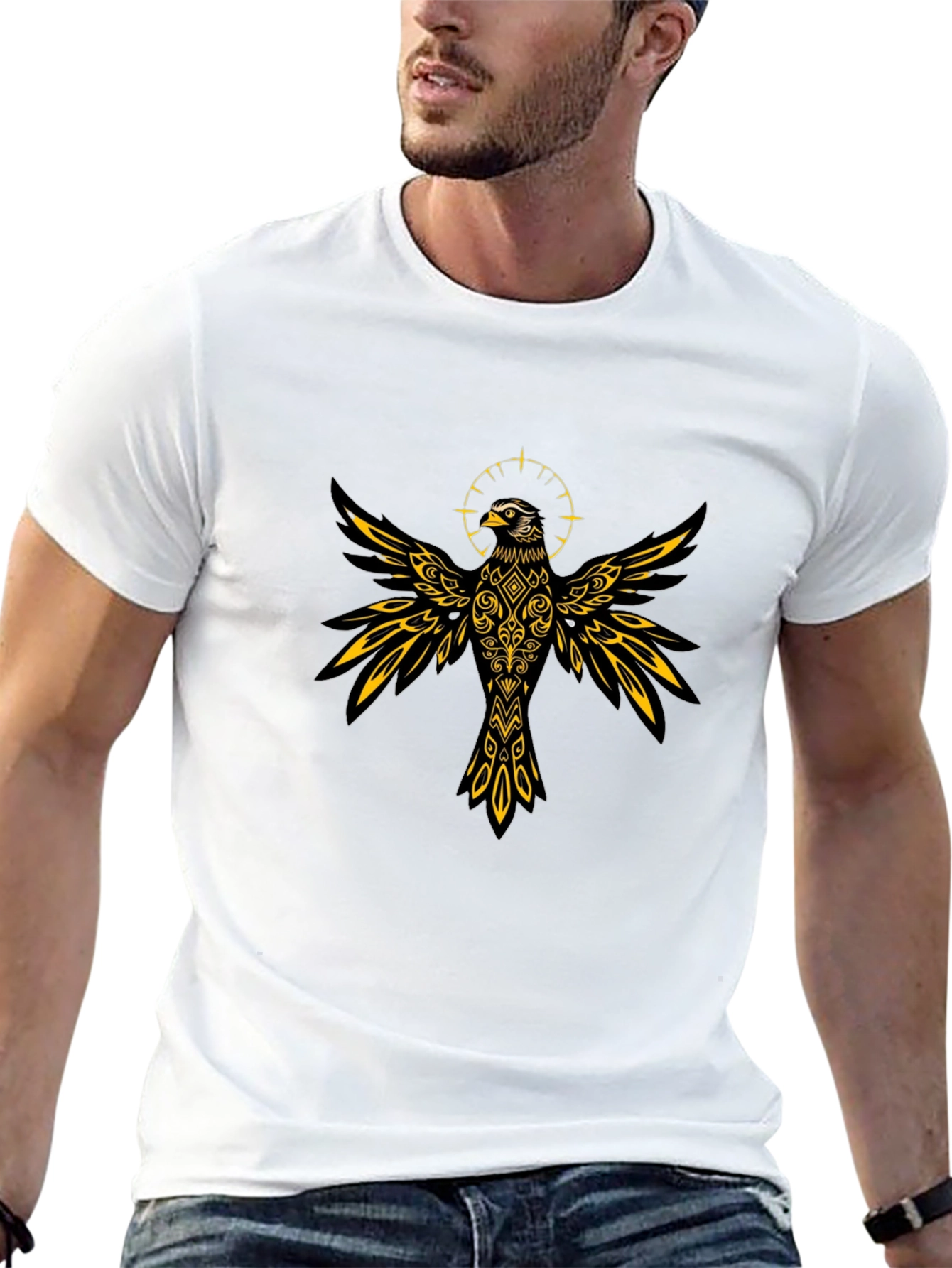 Raven Graphic Tee - Stylish Bird Design
