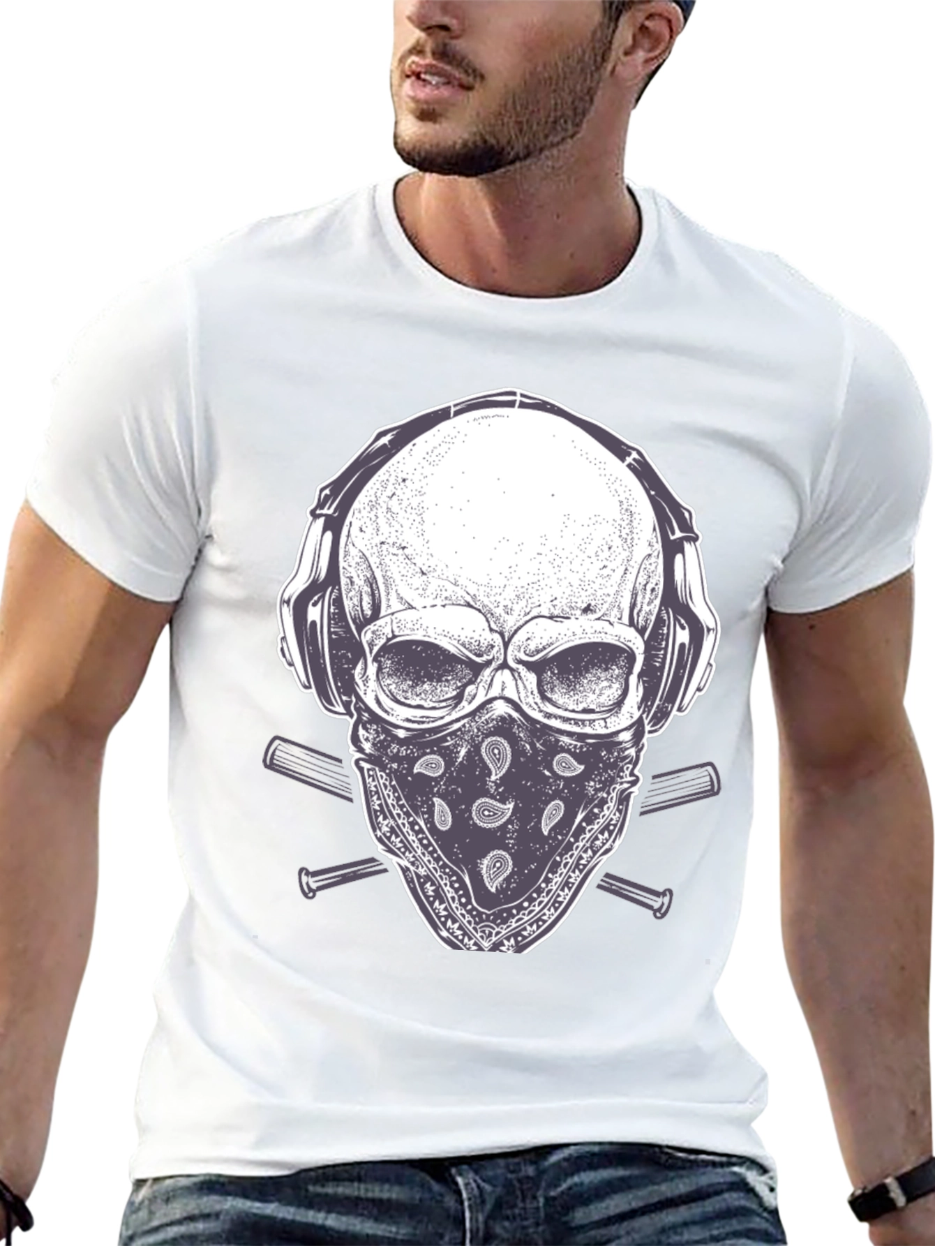 Skull Headphone T-Shirt - Unique Graphic Tee