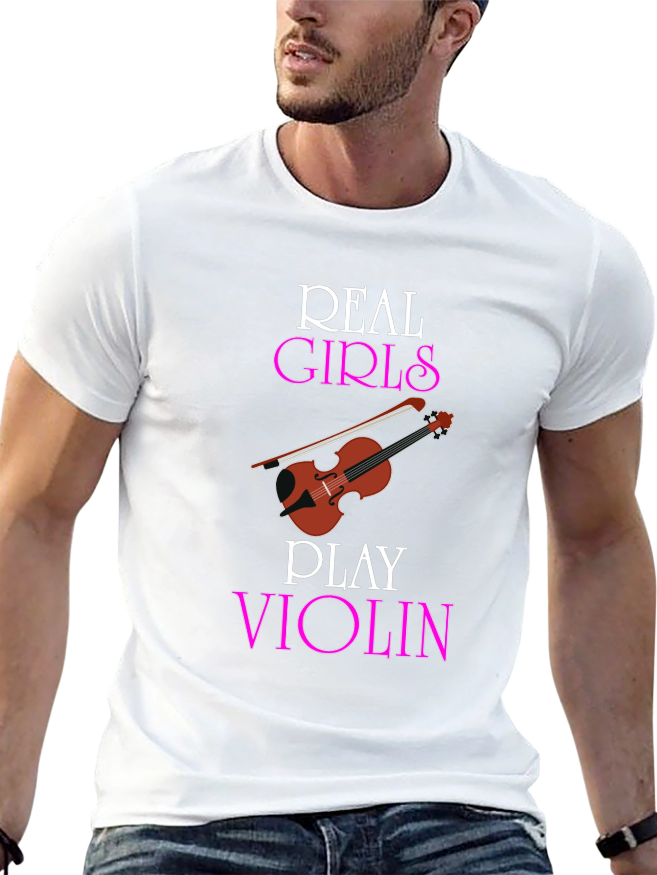 Real Girls Play Violin Black T-Shirt
