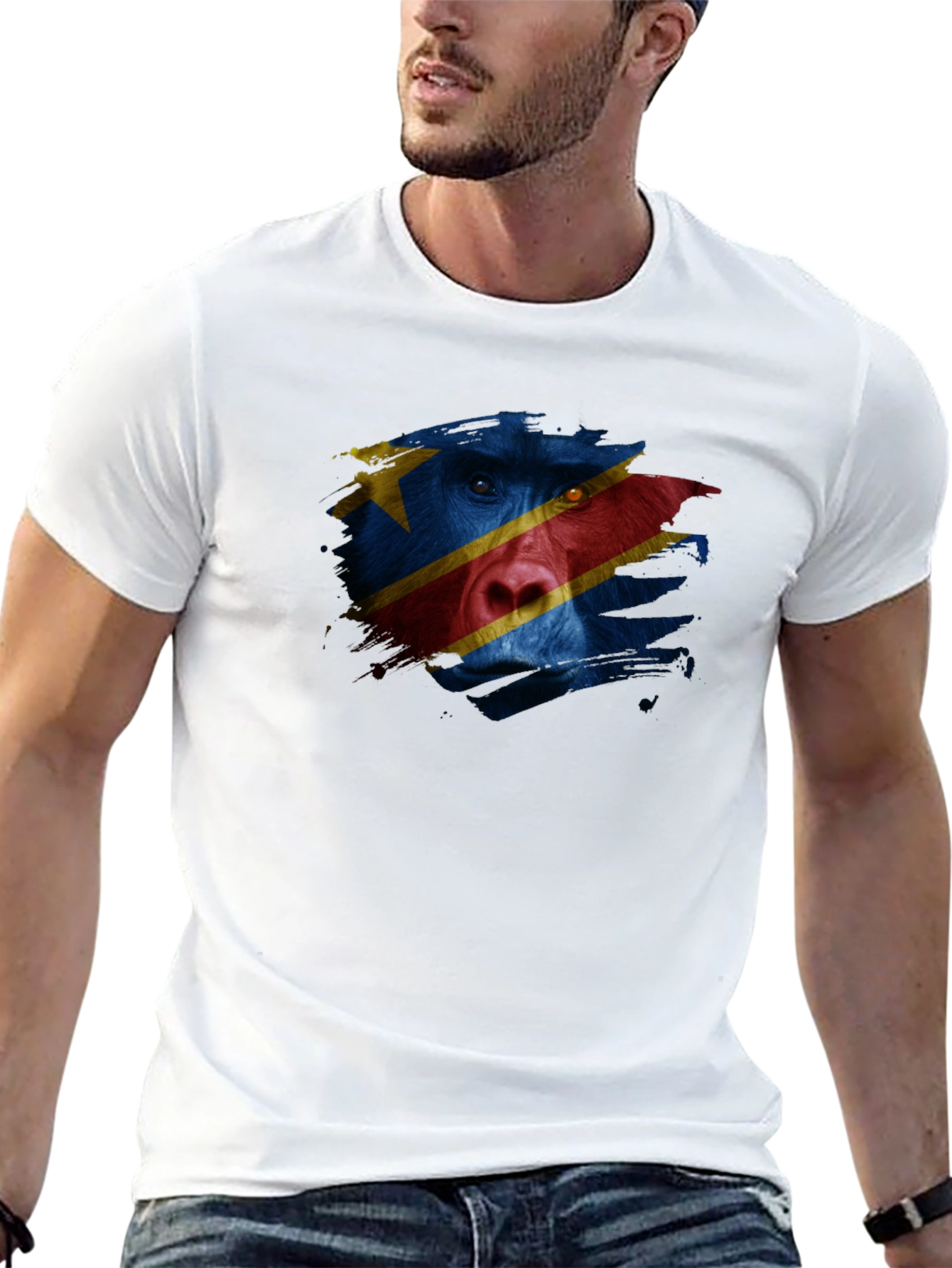 Congo Flag Baboon Graphic T-Shirt