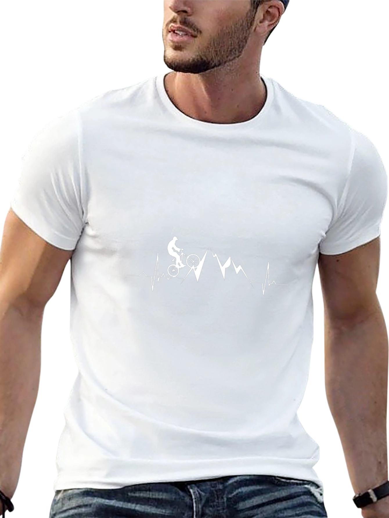 Mountain Biker Heartbeat T-Shirt - Black