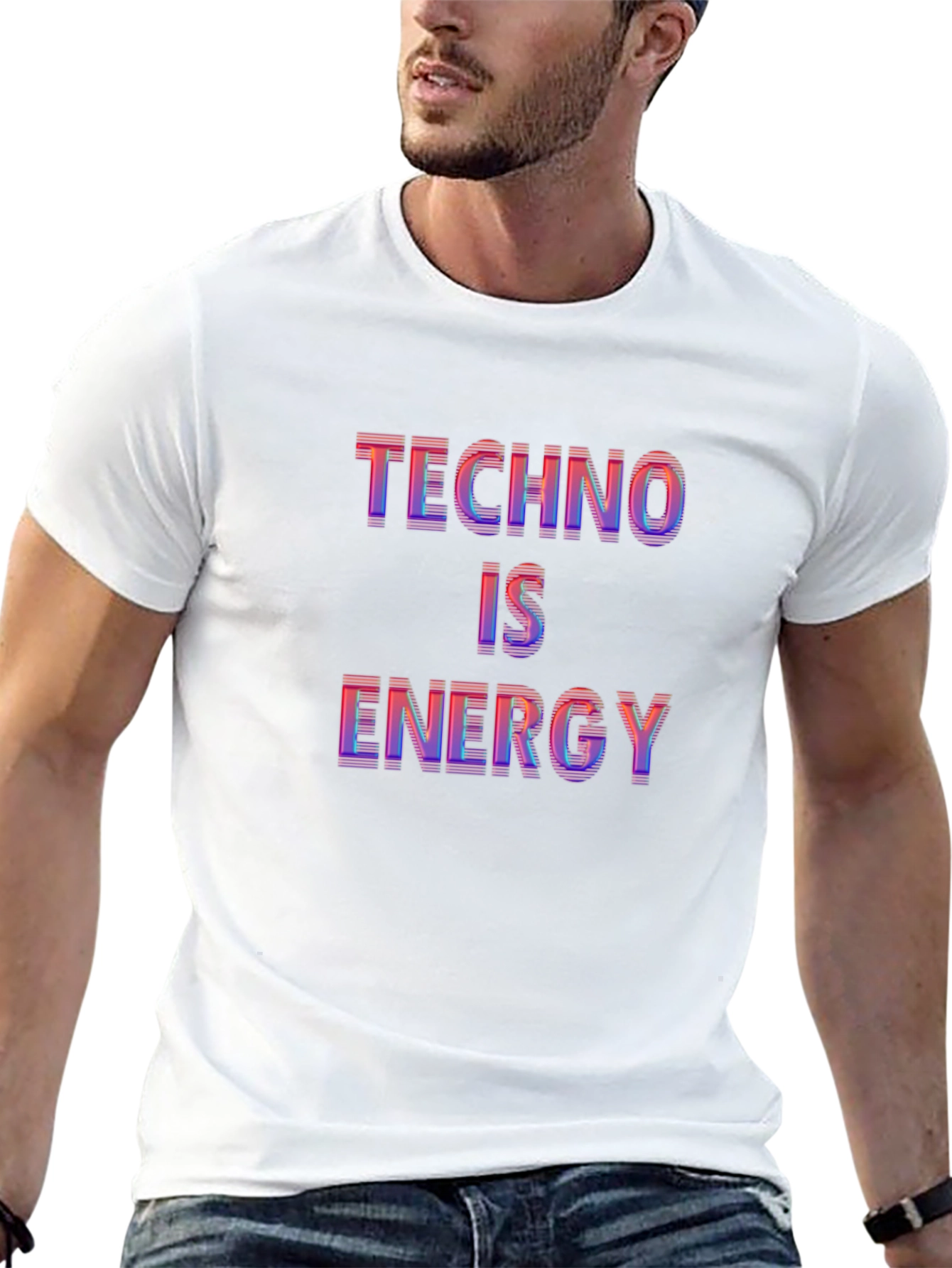 Techno is Energy Graphic T-Shirt - Black Cotton Tee