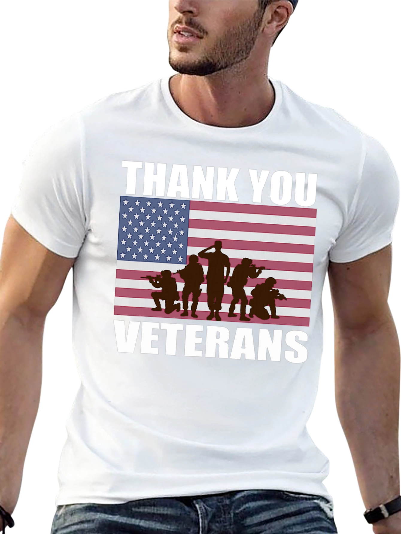 Thank You Veterans T-Shirt - Patriotic American Flag Design