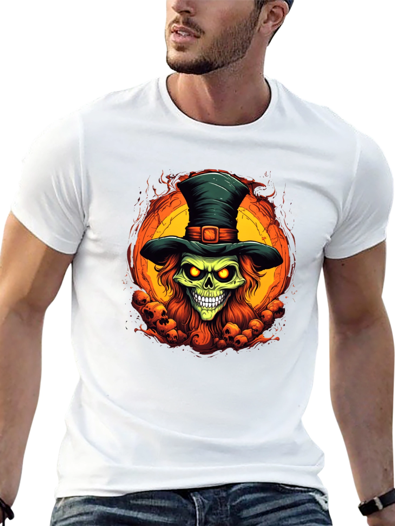 Skull Top Hat Graphic Tee - Halloween Ready!