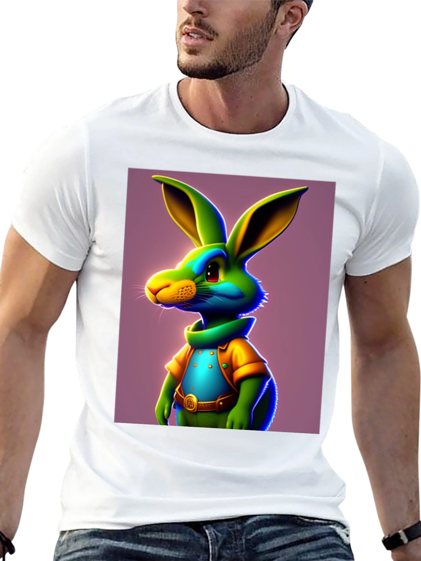 Cartoon Rabbit Graphic Tee - Funky Easter Style!