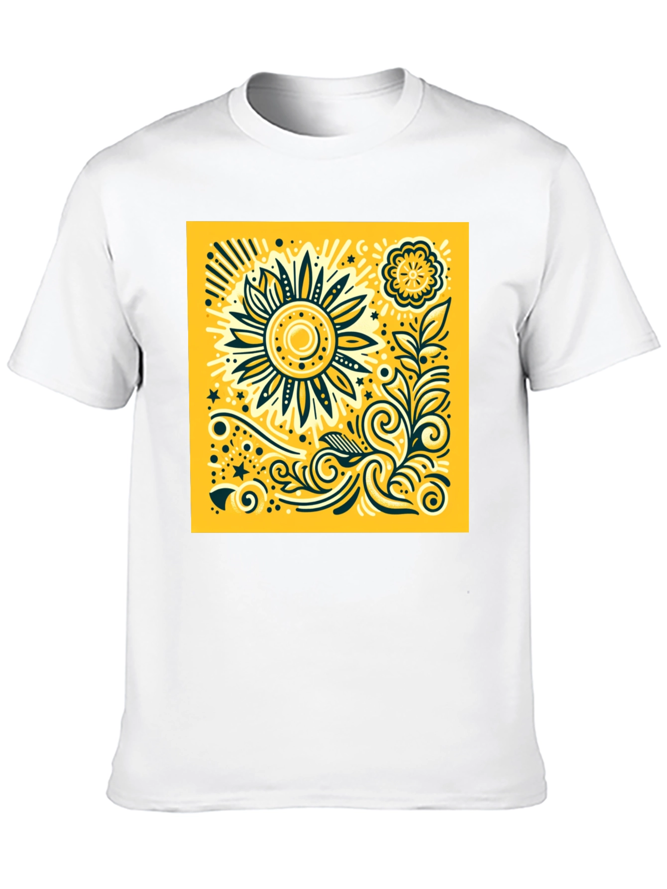 Sunflower Graphic Print Black T-Shirt