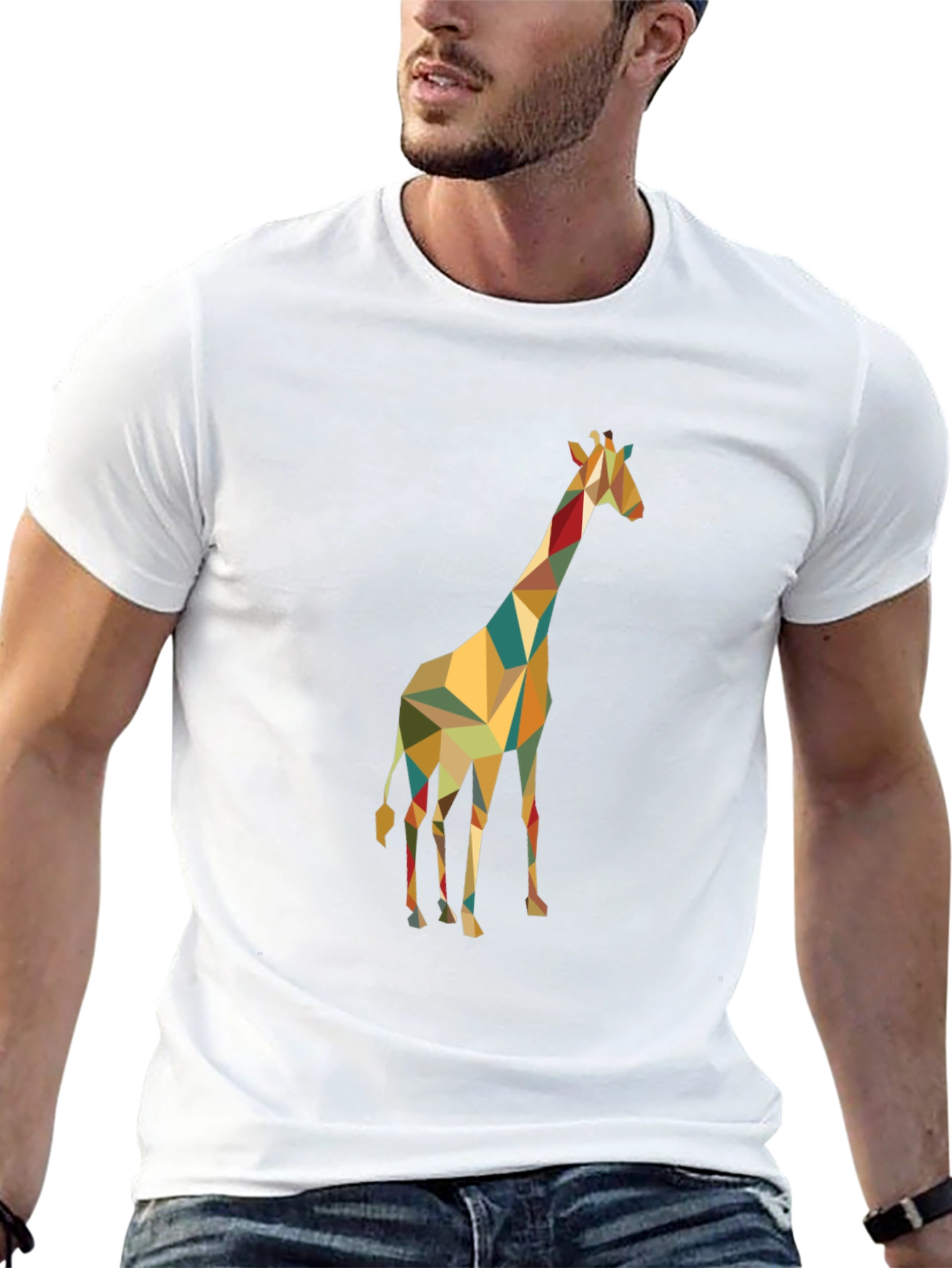 Geometric Giraffe Graphic Tee - Modern Style