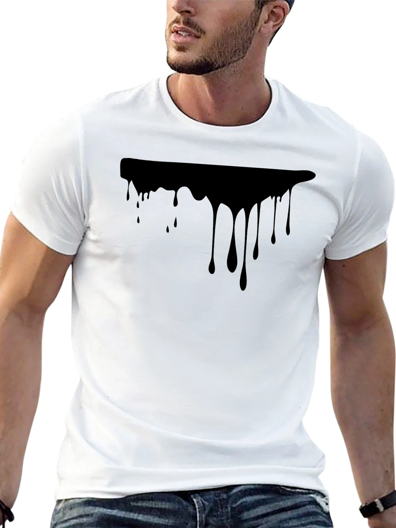 Modern Black Graphic Tee - Dripping Design