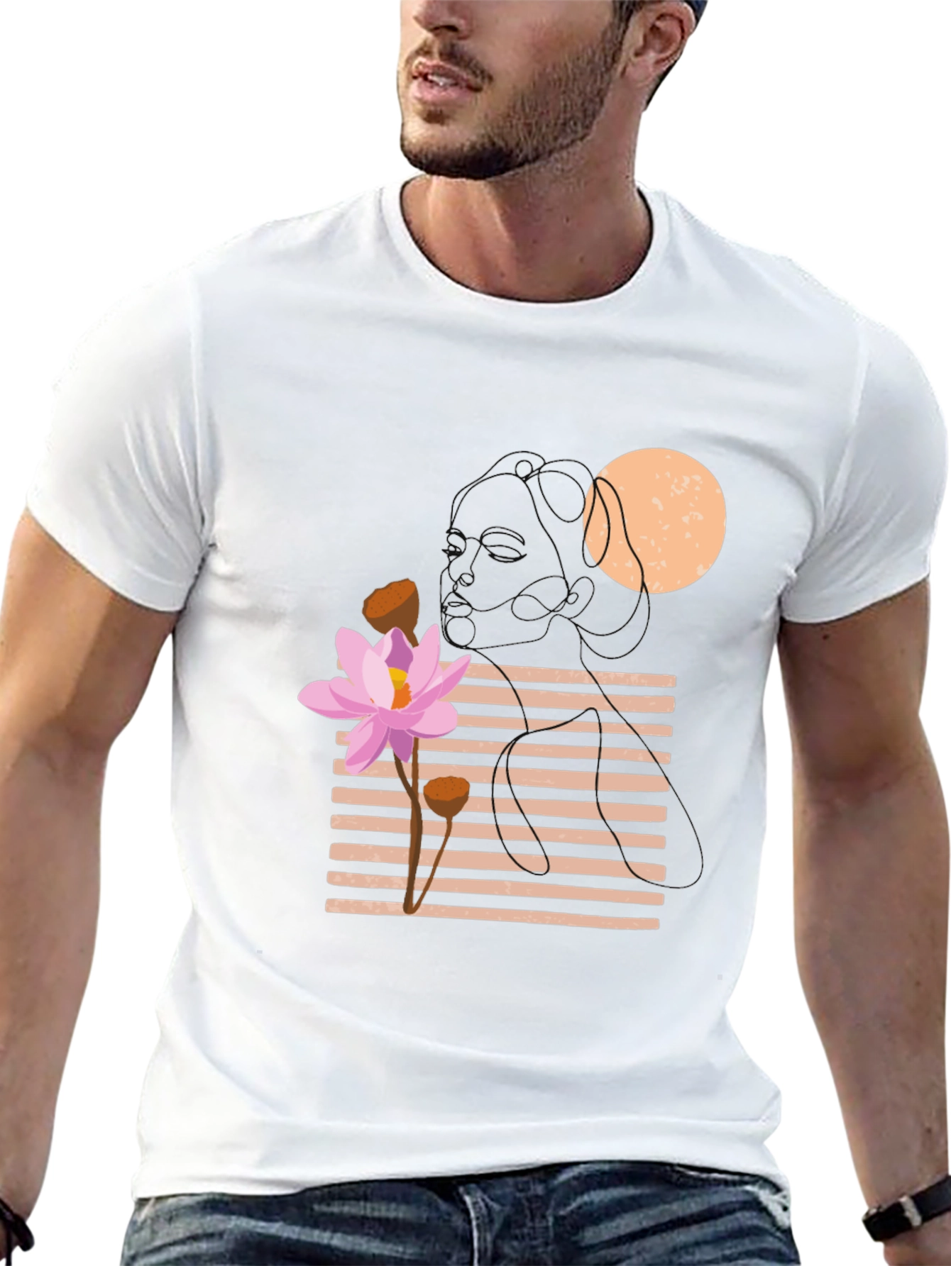 Lotus Graphic Tee - Black Cotton Casual T-Shirt