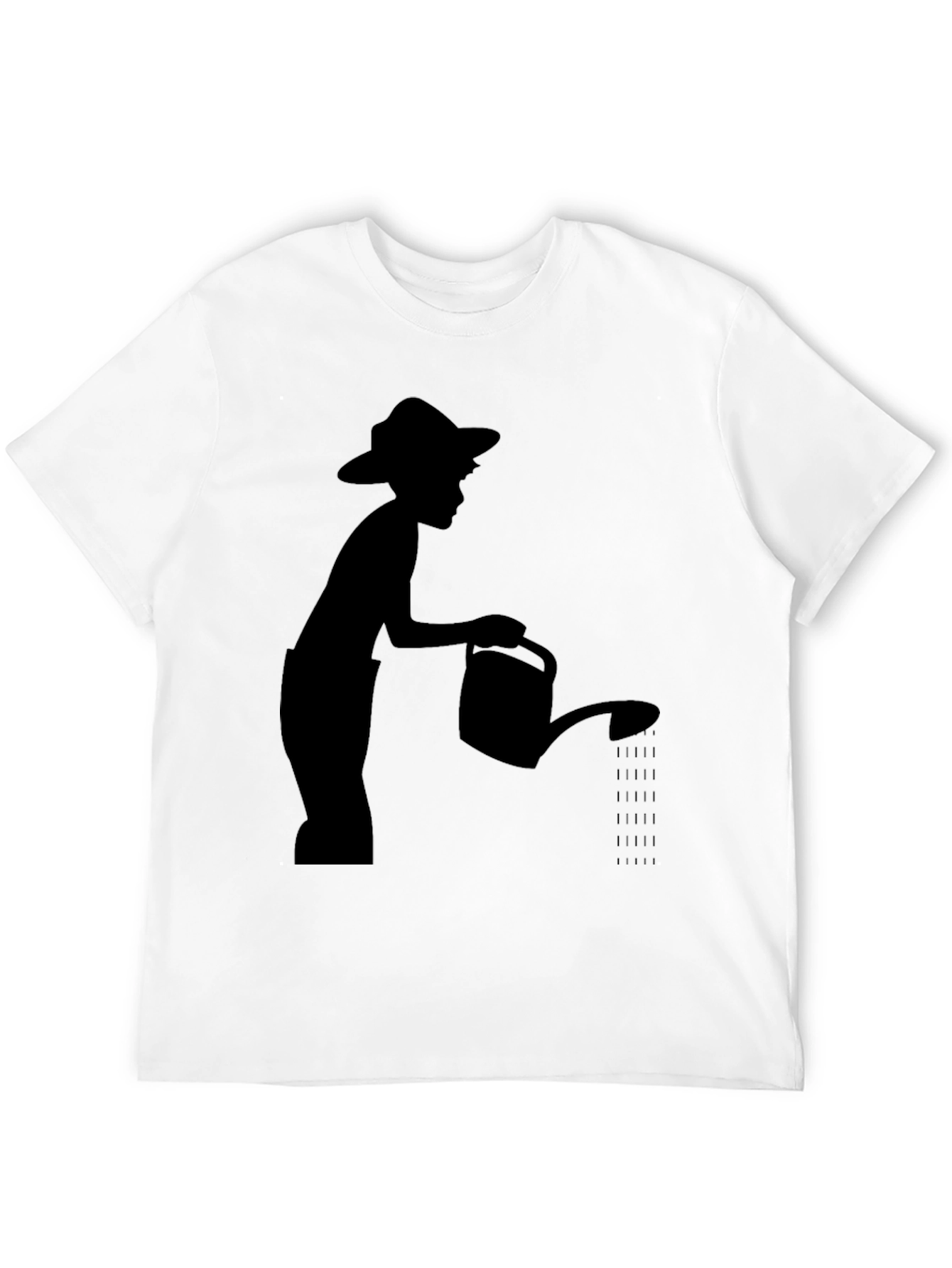 Silhouette Boy Watering Shirt - Black Cotton Tee