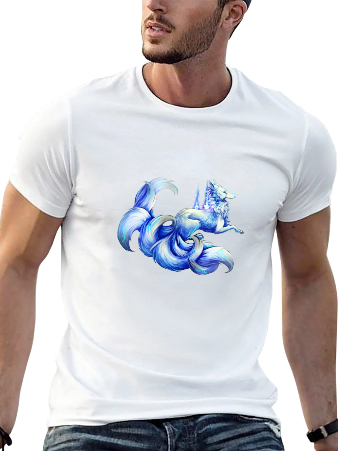 Nine-Tailed Fox Graphic Tee - Black Cotton Shirt