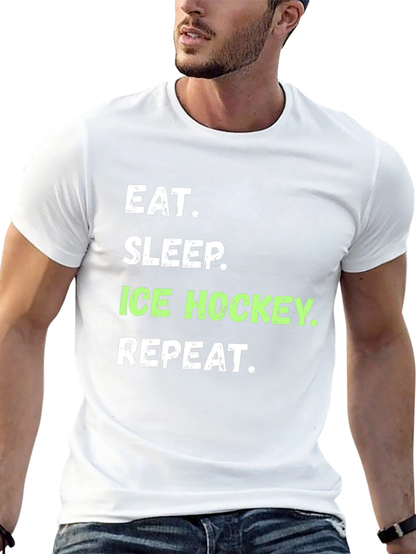 Eat Sleep Ice Hockey Repeat Black T-Shirt