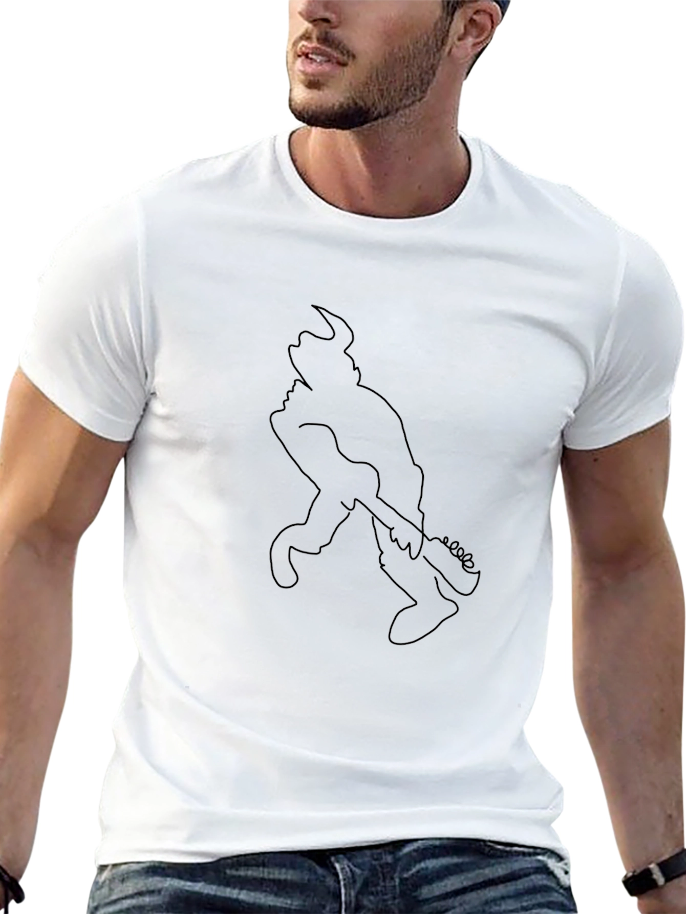 Cool Guitarist Graphic Black T-Shirt
