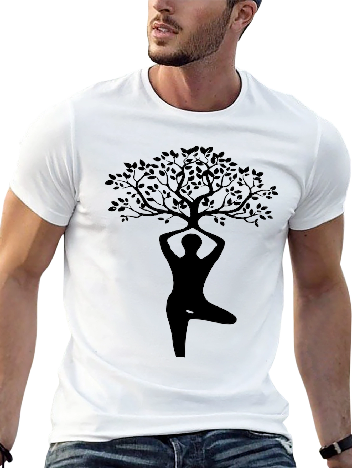 Yoga Tree Pose Graphic T-Shirt - Black