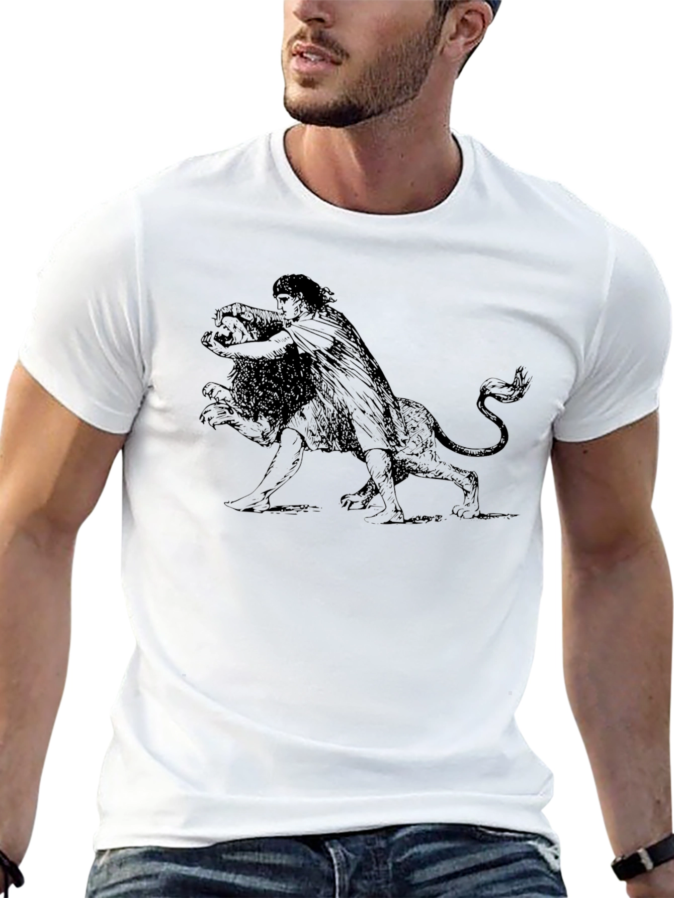 Man Versus Lion Graphic Tee