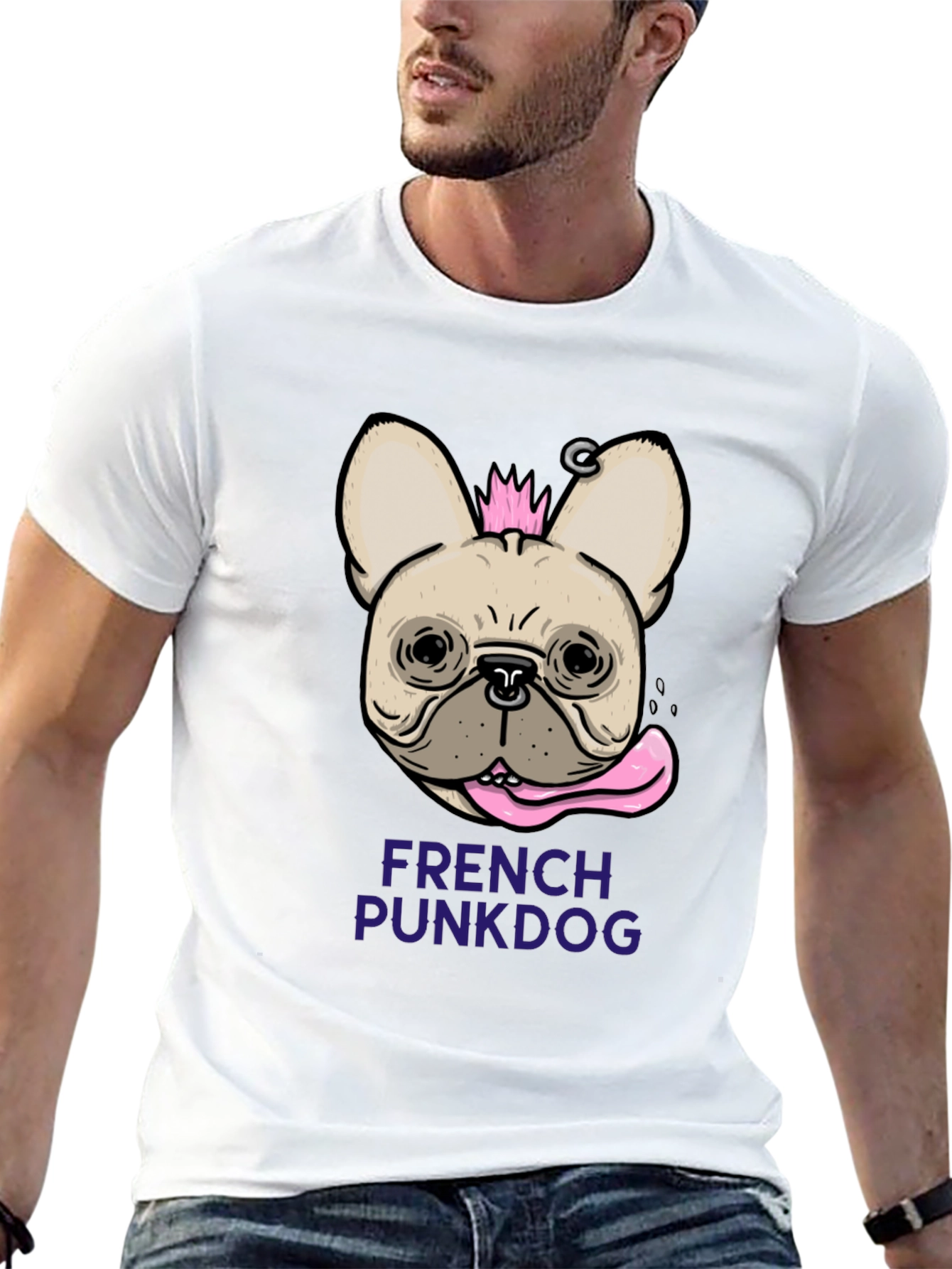 French Punk Dog T-Shirt - Unique Graphic Tee