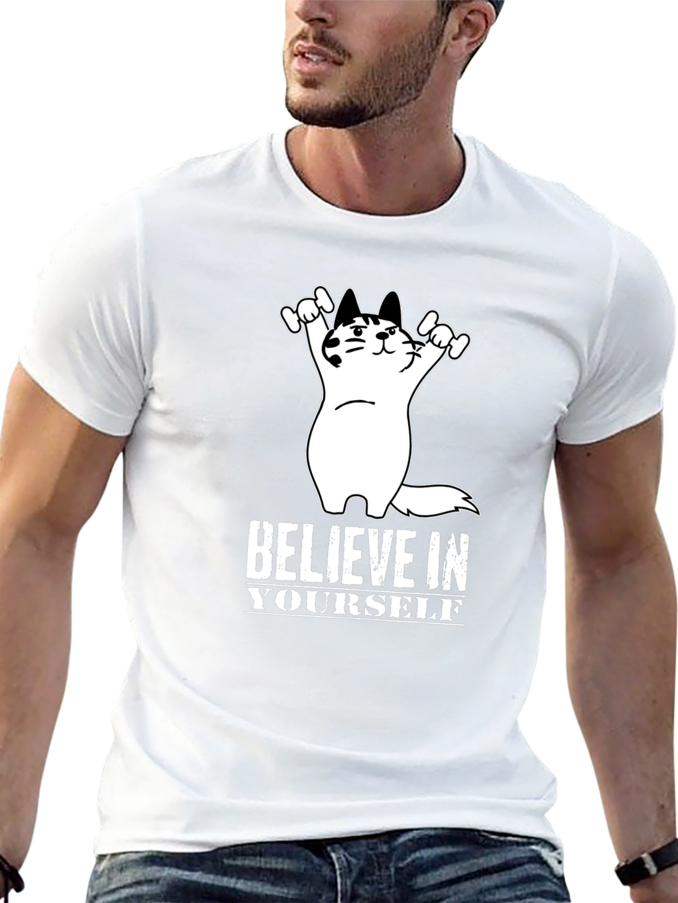 Believe In Yourself Cat T-Shirt - Motivational Tee