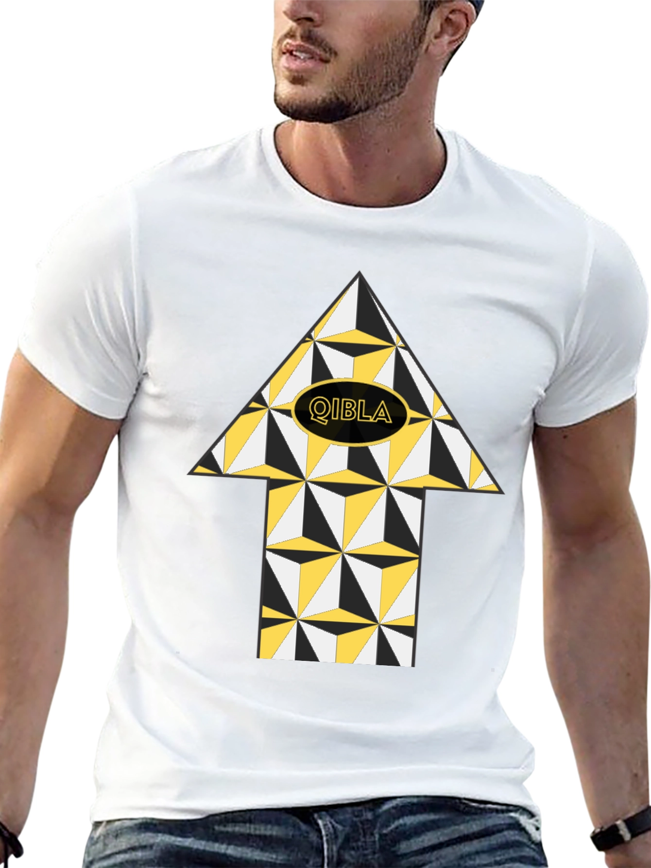 Qibla Direction Arrow T-Shirt - Stylish Islamic Design