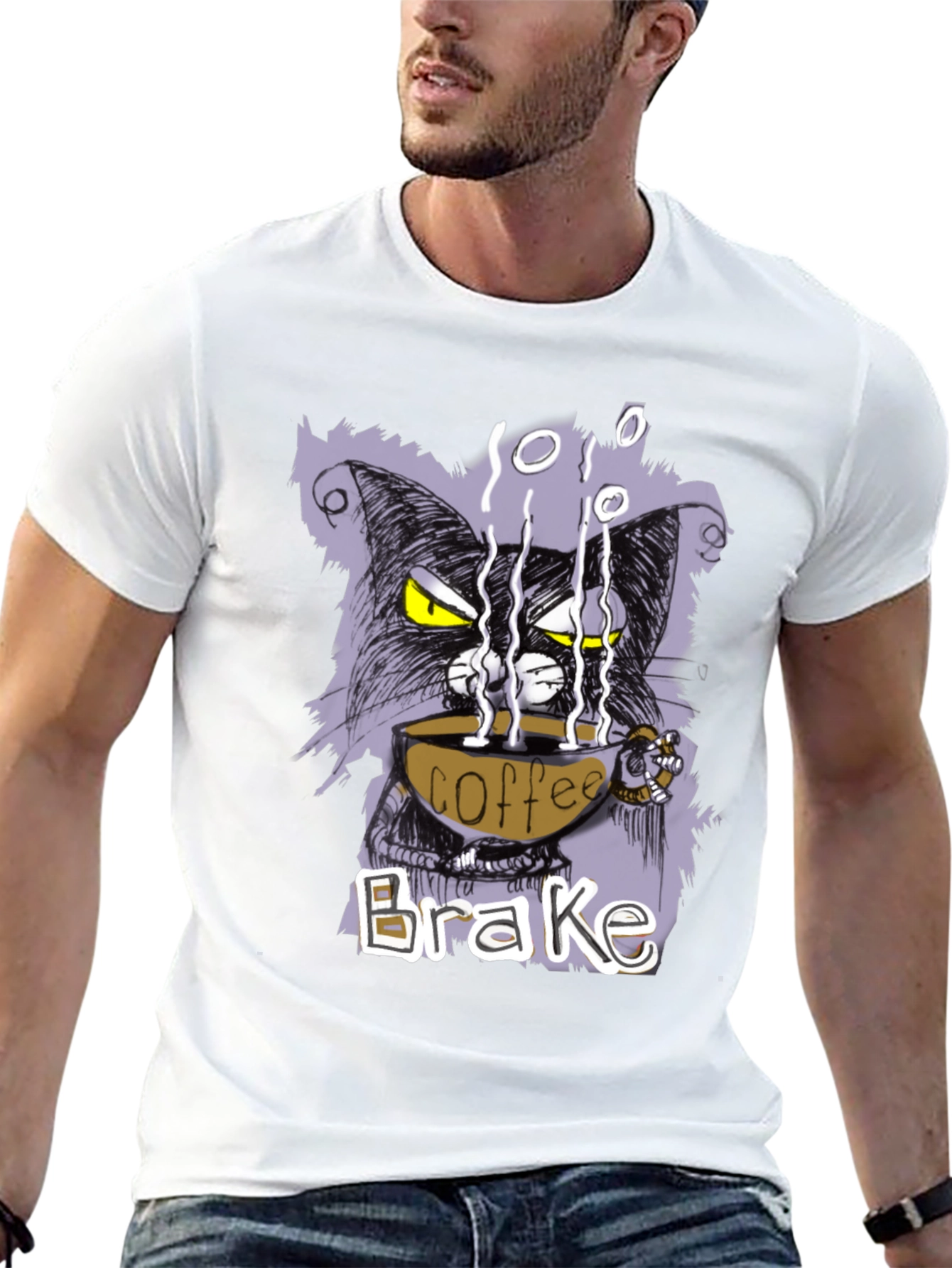 Coffee Brake Cat T-Shirt - Cool Graphic Tee