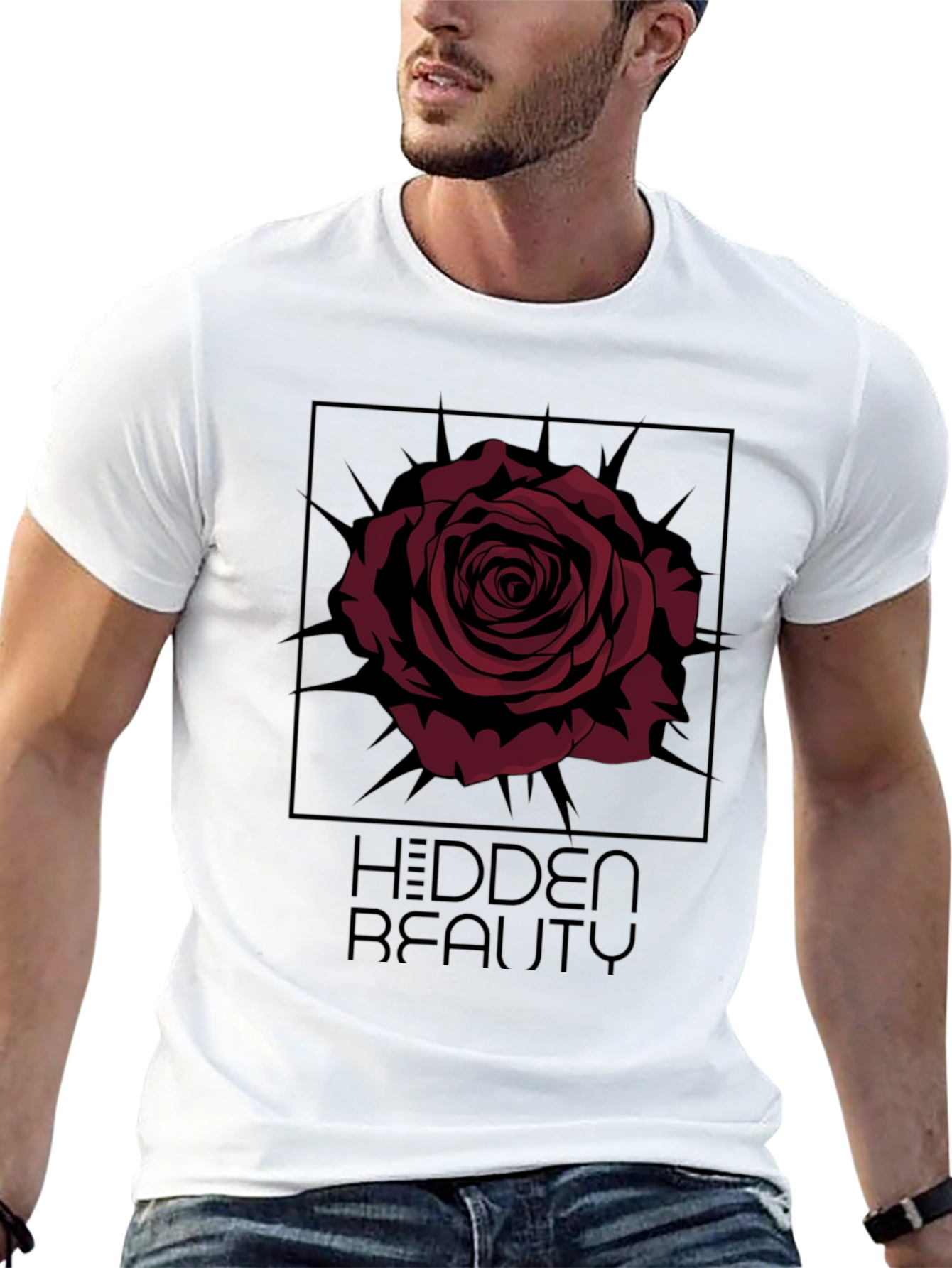 The Hidden Beauty Black Graphic Tee Rose