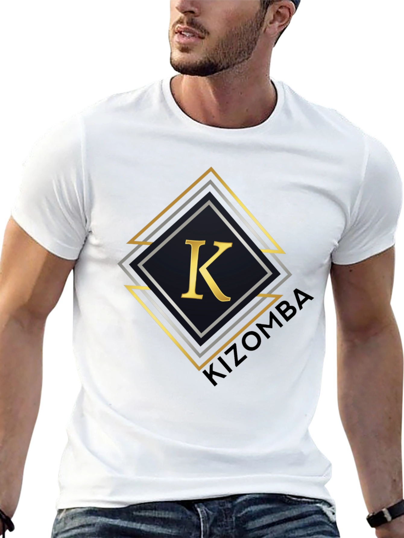 Stylish Black T-Shirt with Geometric K Design