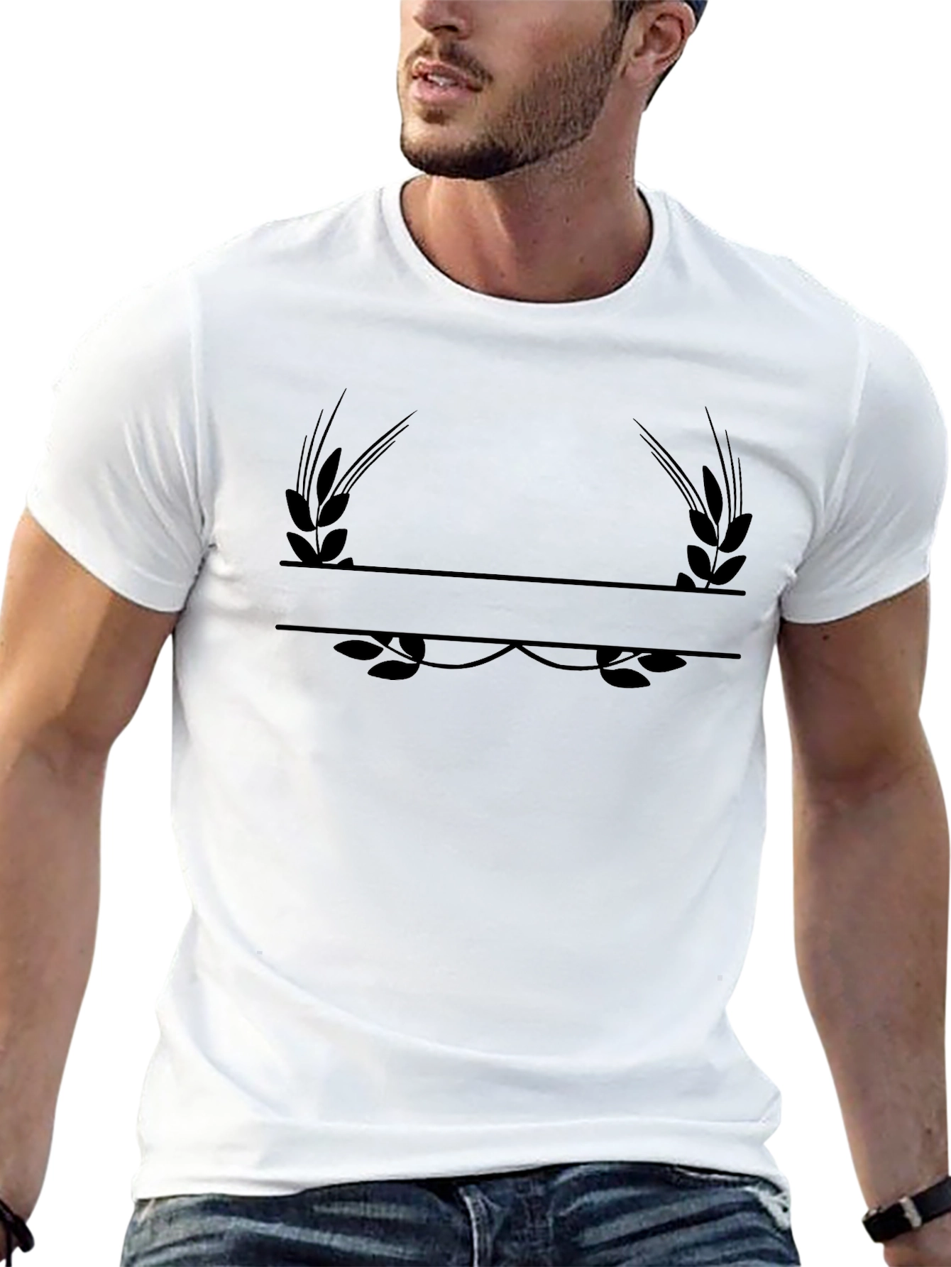Wheat Laurel Black T-Shirt - Customizable