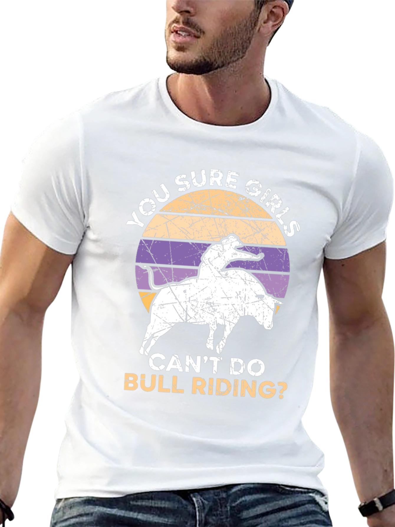 Funny Womens Bull Riding Graphic Tee