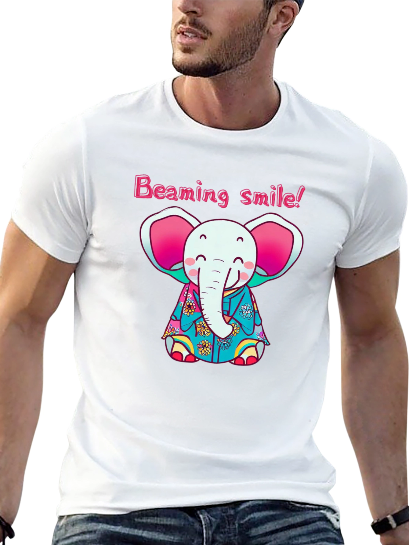 Cute Elephant Beaming Smile! Black T-Shirt