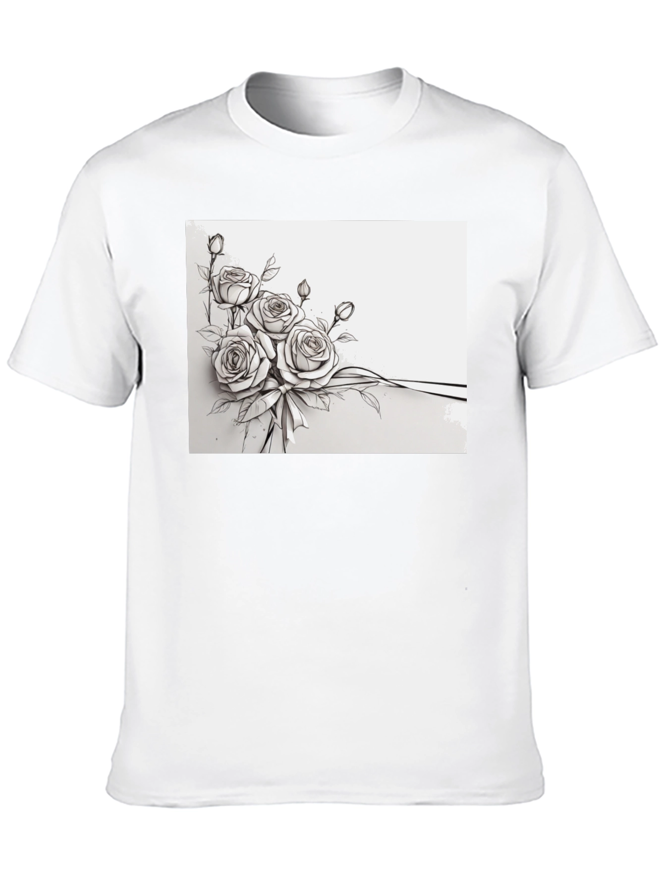 Floral Rose Bouquet Black T-Shirt
