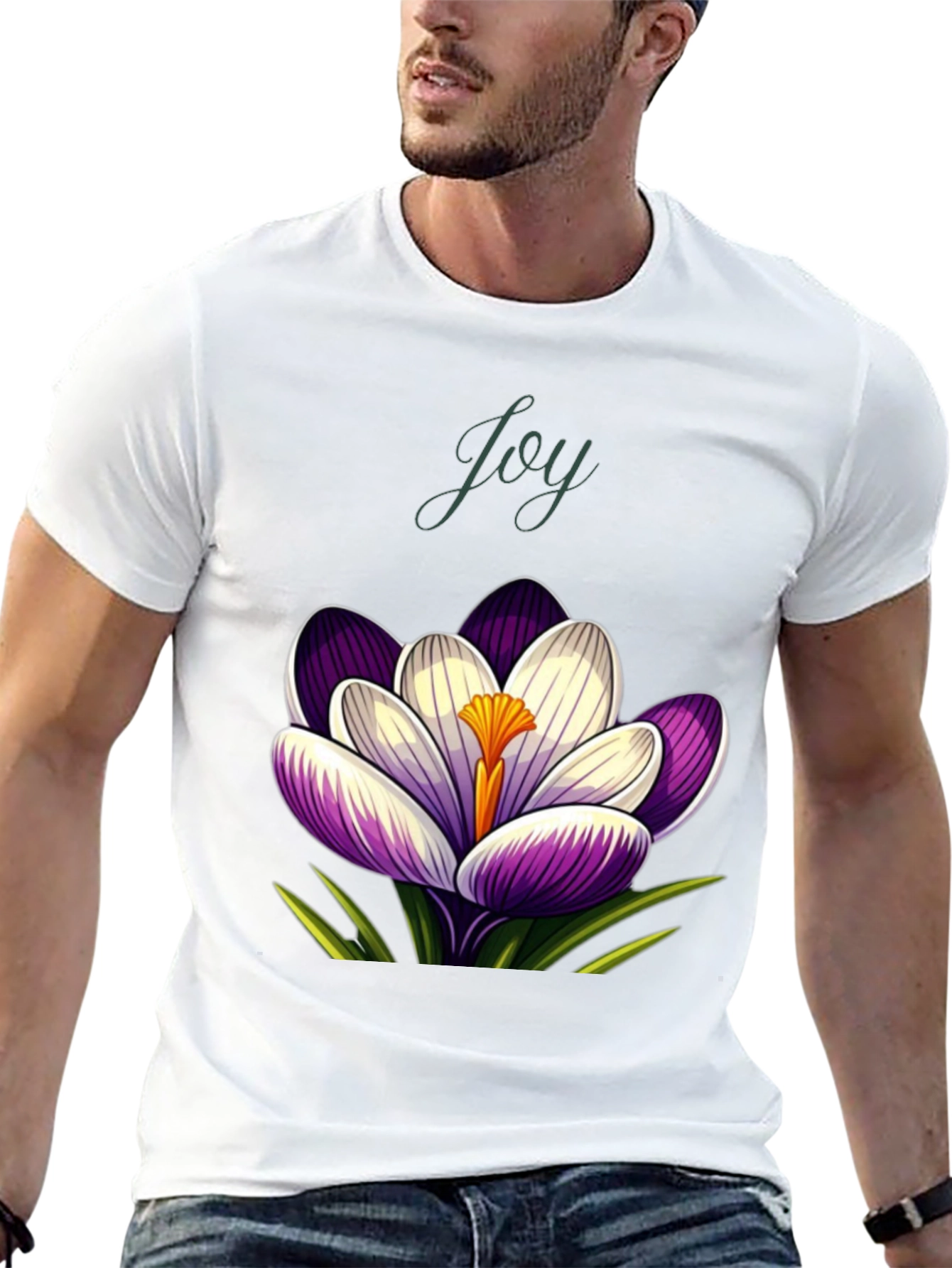 Joy Crocus Flower T-Shirt - Floral Graphic Tee