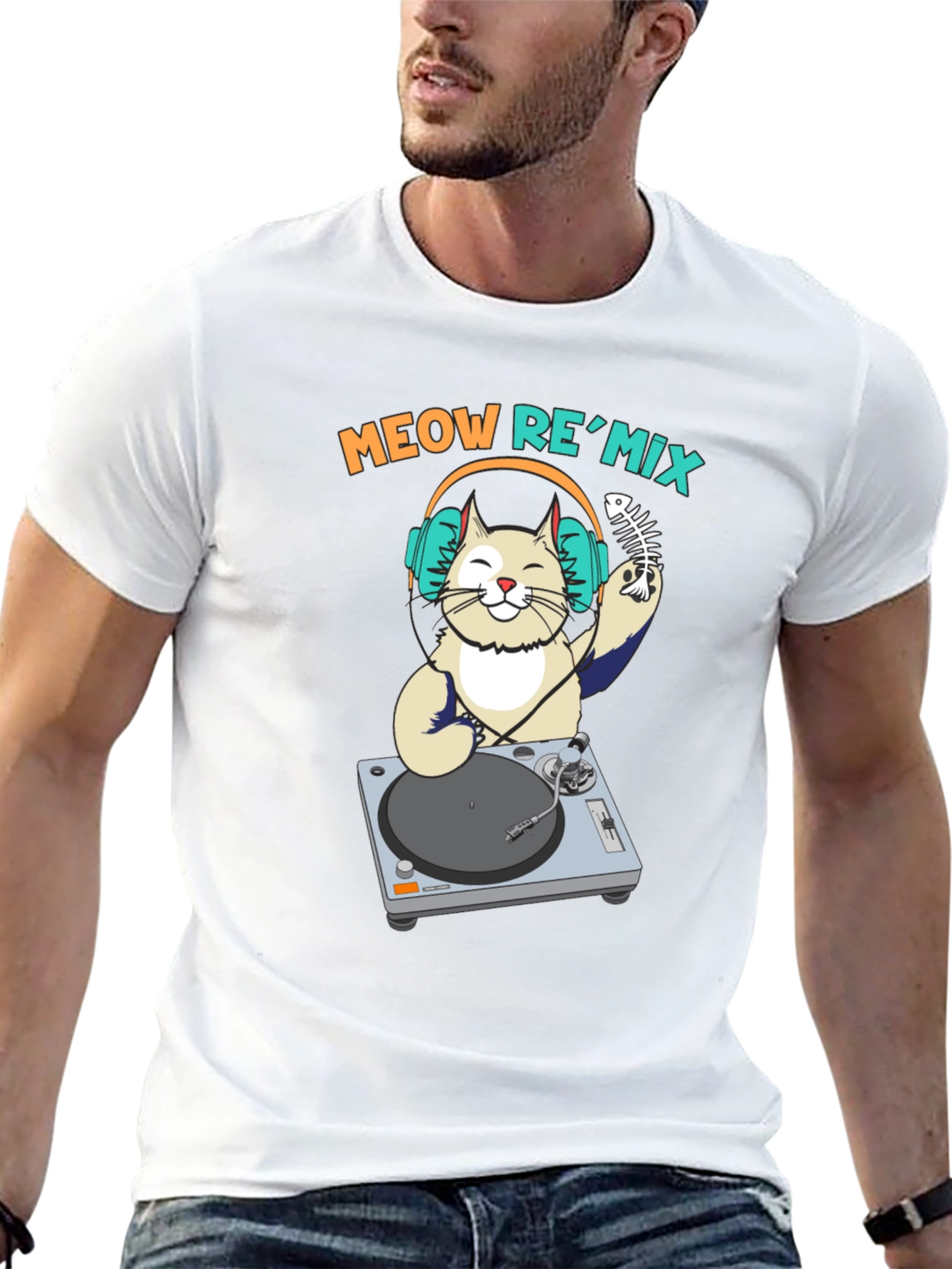 DJ Cat Graphic Tee - Meow ReMix Music Shirt