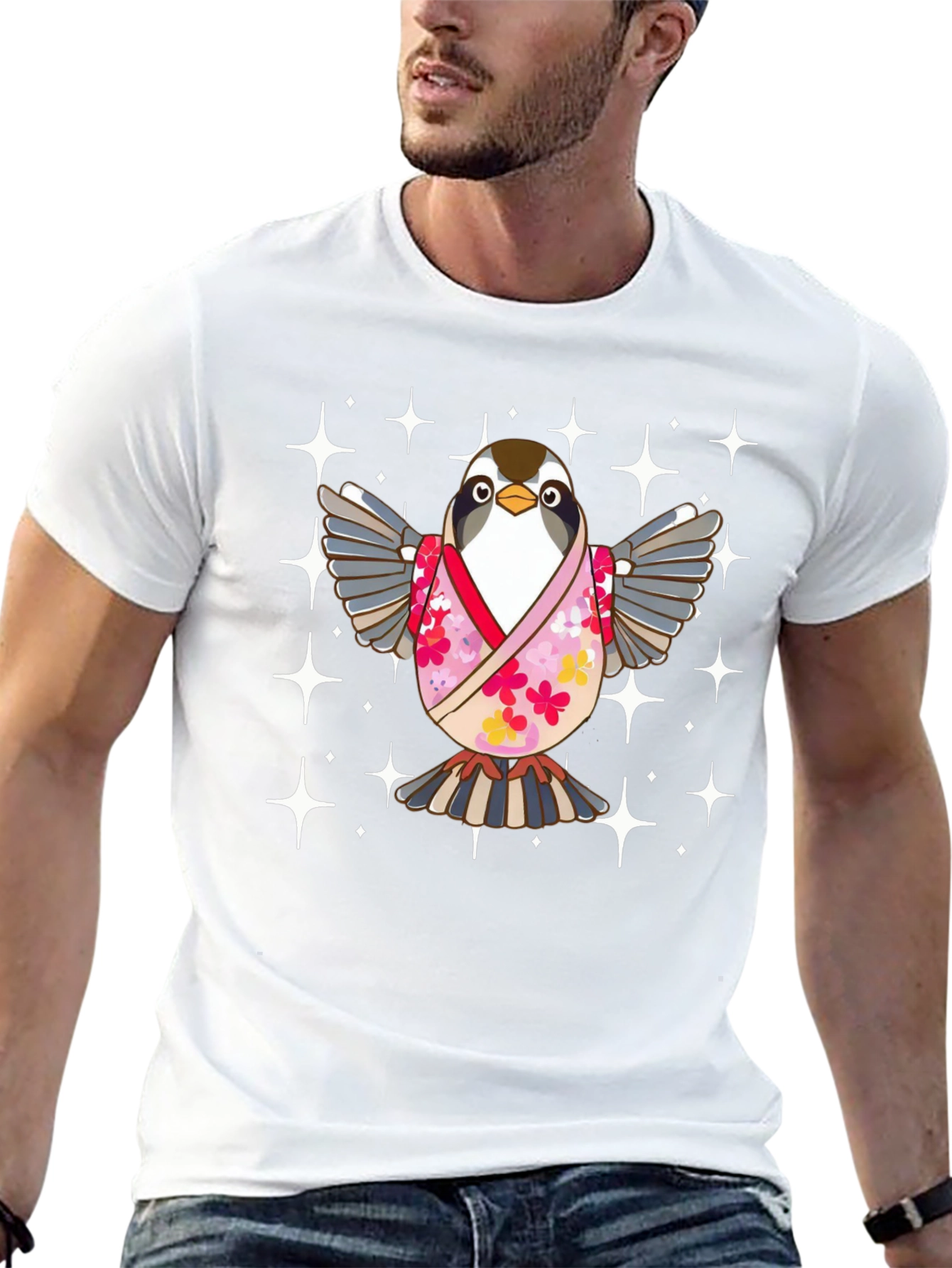 Cute Bird in Kimono T-Shirt