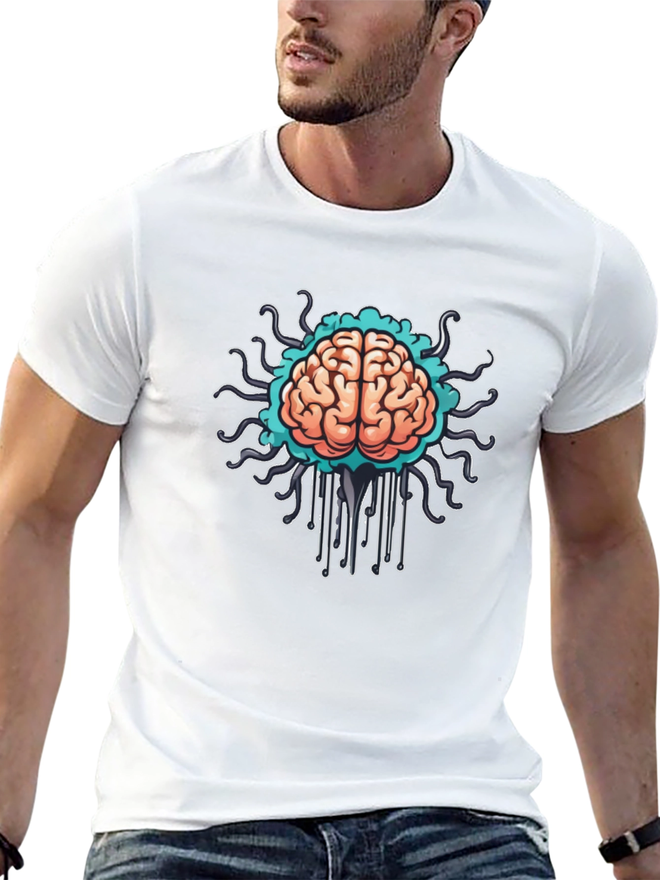Brain Circuit T-Shirt - Stylish Black Tee