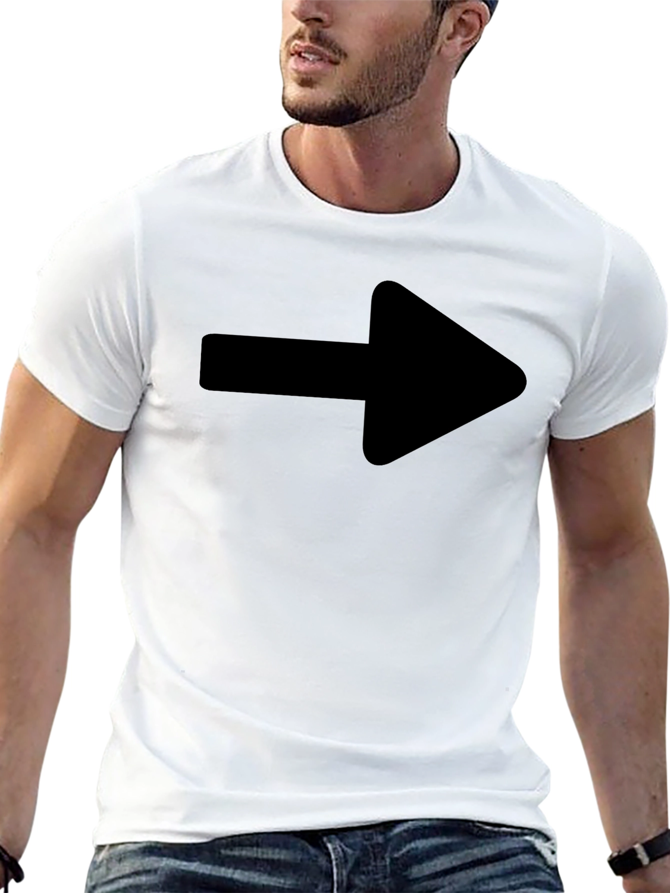 Right Arrow Graphic T-Shirt - Casual Black Tee