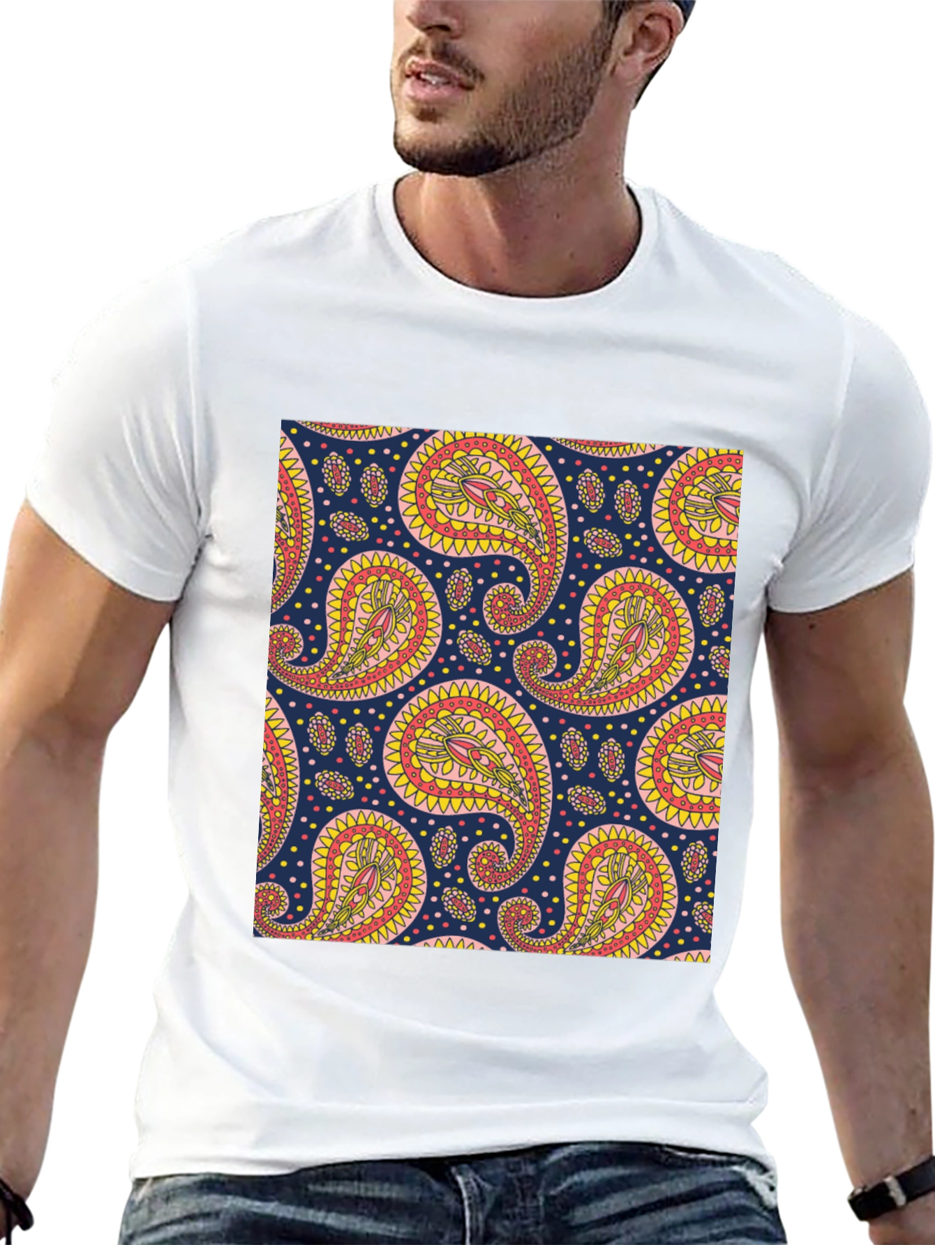 Paisley Pattern Black T-Shirt