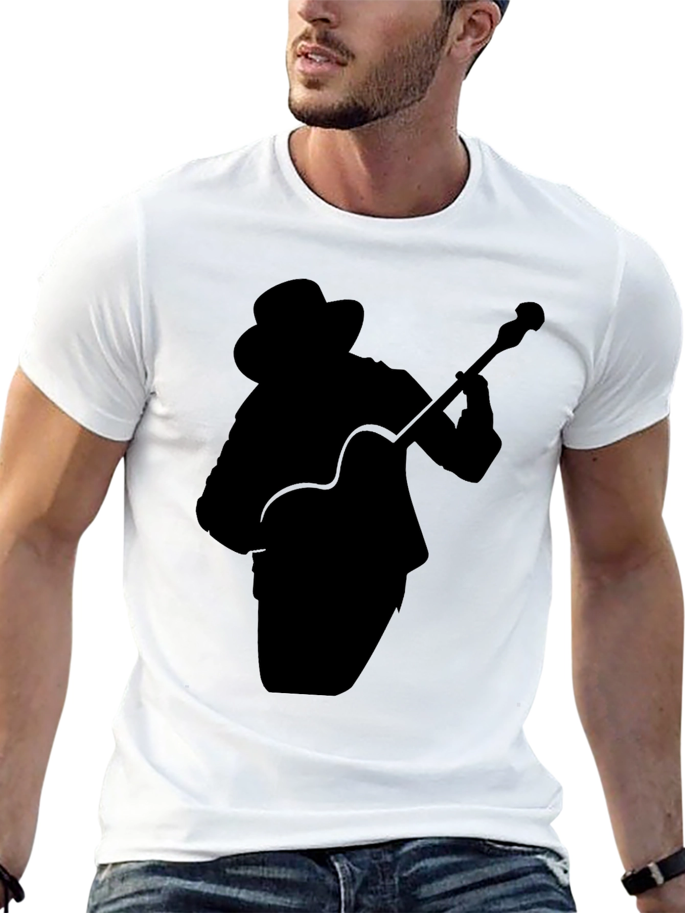 Guitar Player Silhouette Black T-Shirt