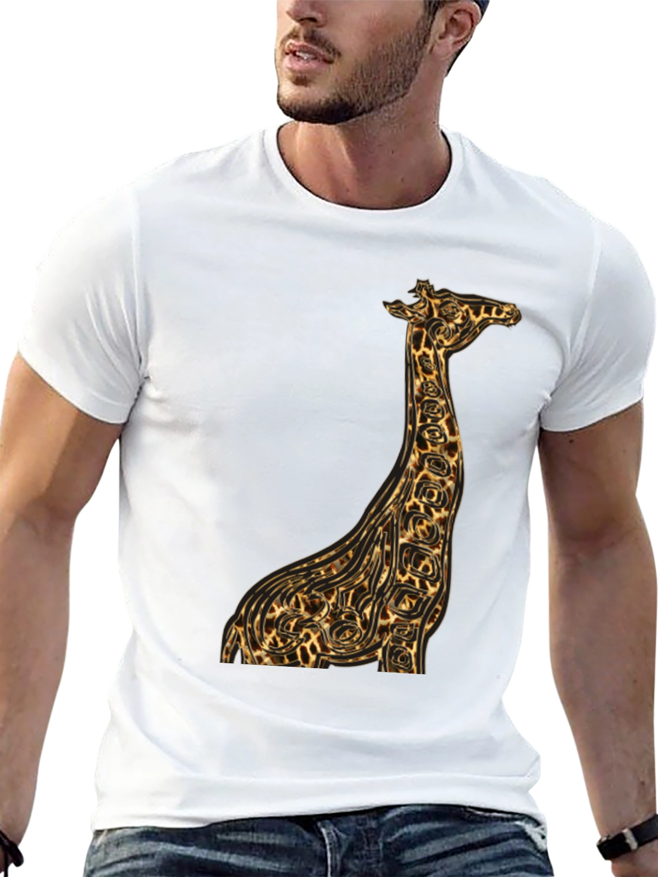 Giraffe Print Graphic Tee - Unique Animal Design