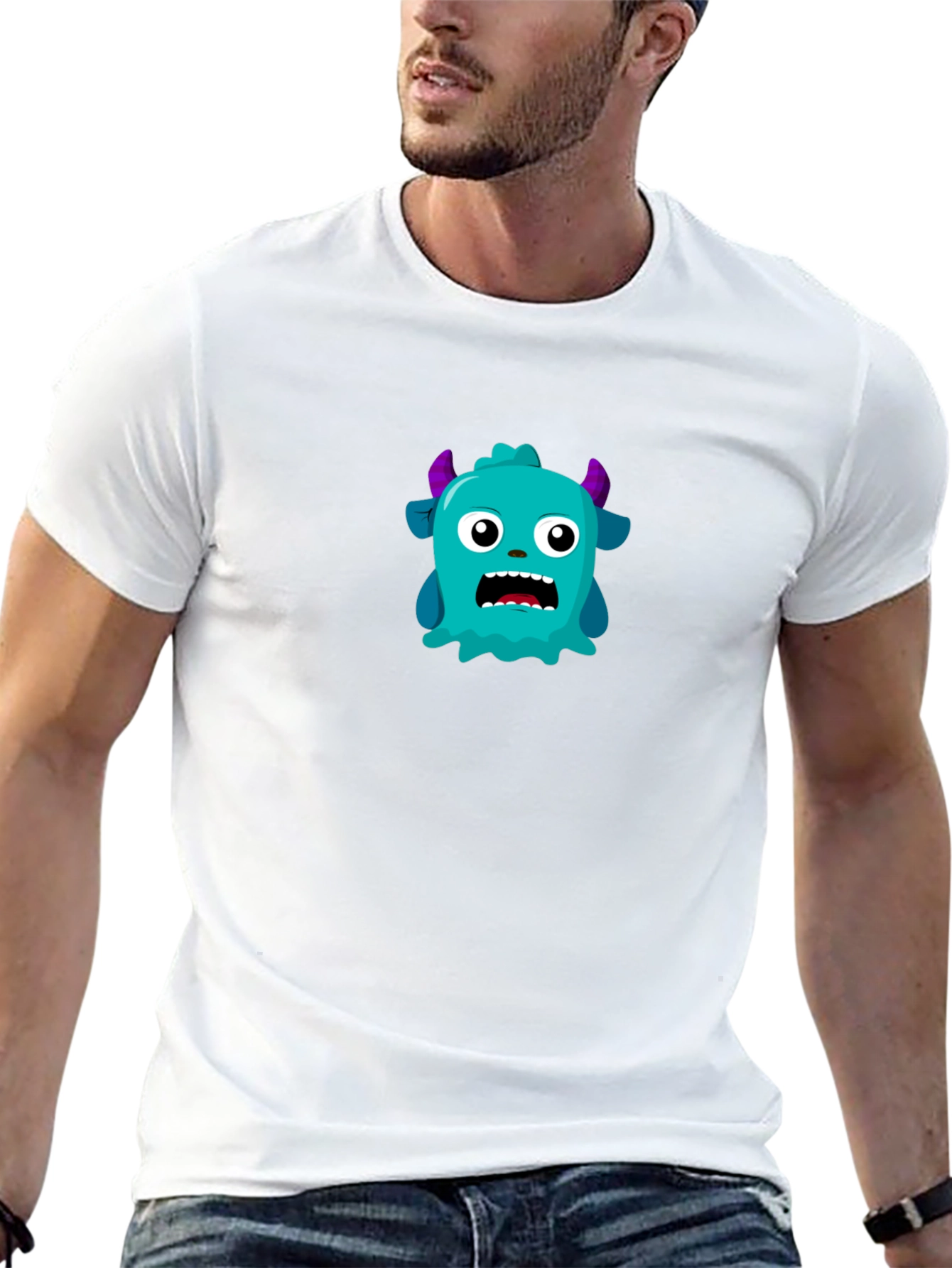 Monster Graphic Tee - Mens Black Crew Neck T-Shirt