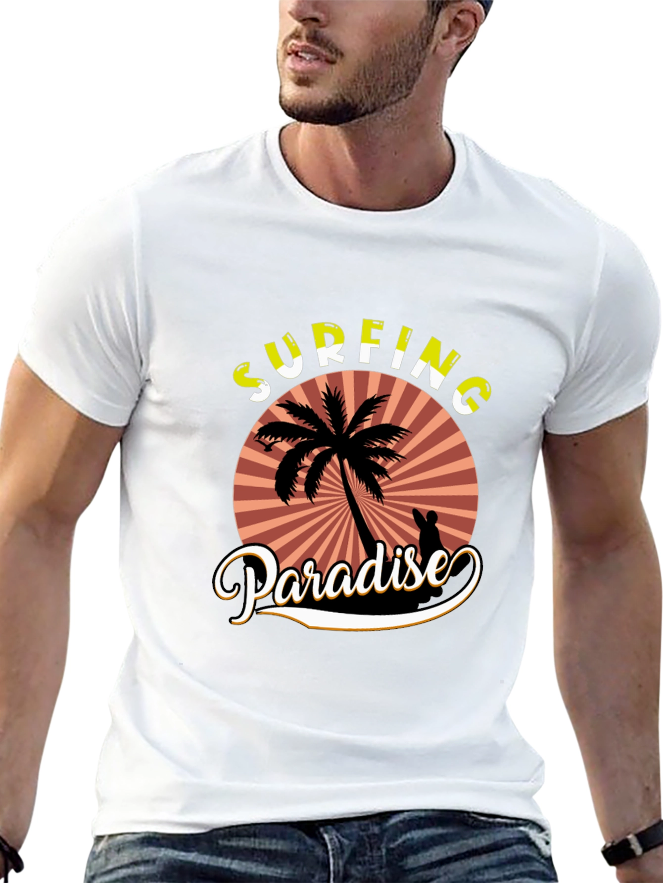 Surfing Paradise T-Shirt - Tropical Beach Design