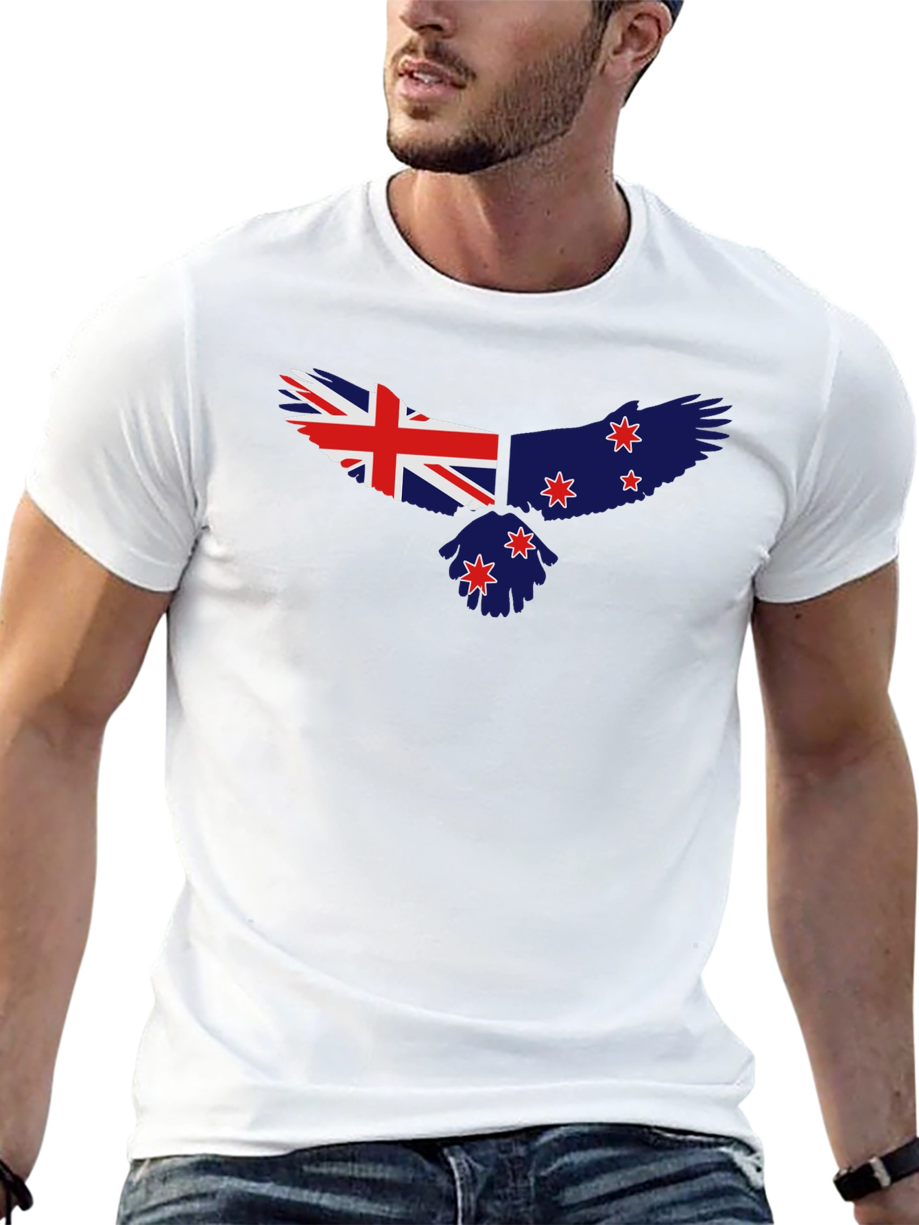 New Zealand Flag Eagle Black T-Shirt