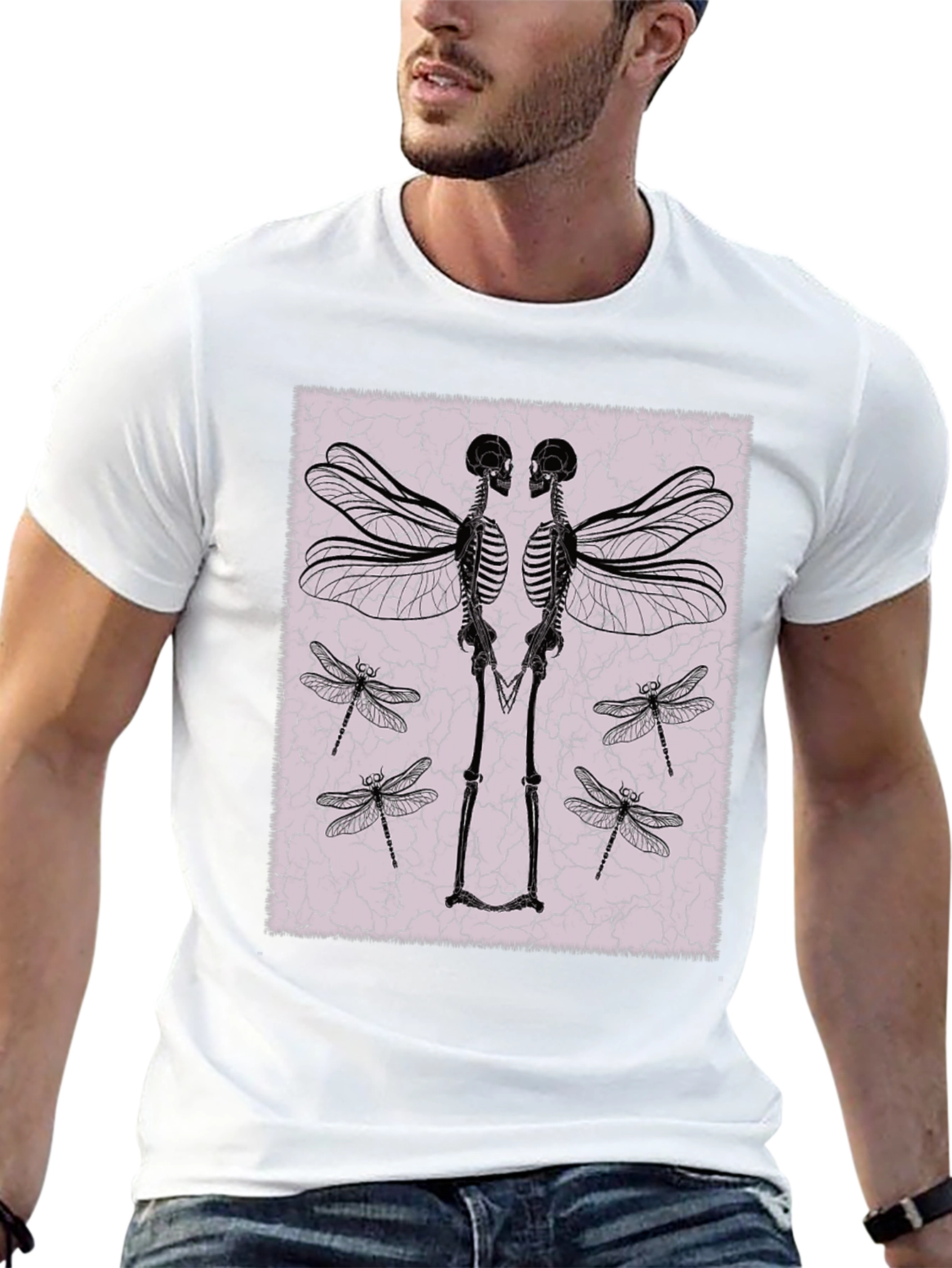 Winged Skeleton Graphic Tee - Black