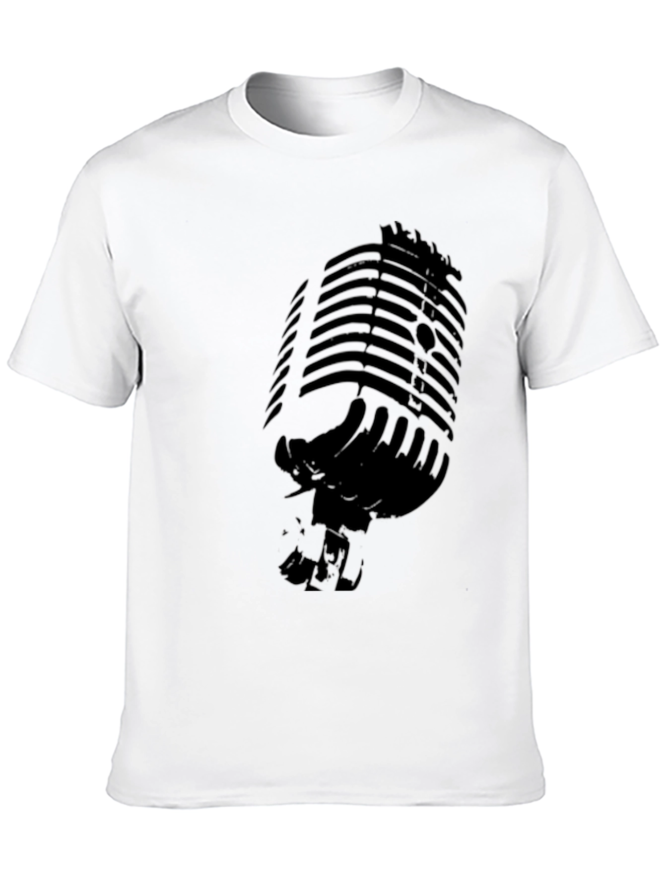 Retro Microphone Graphic T-Shirt - Black